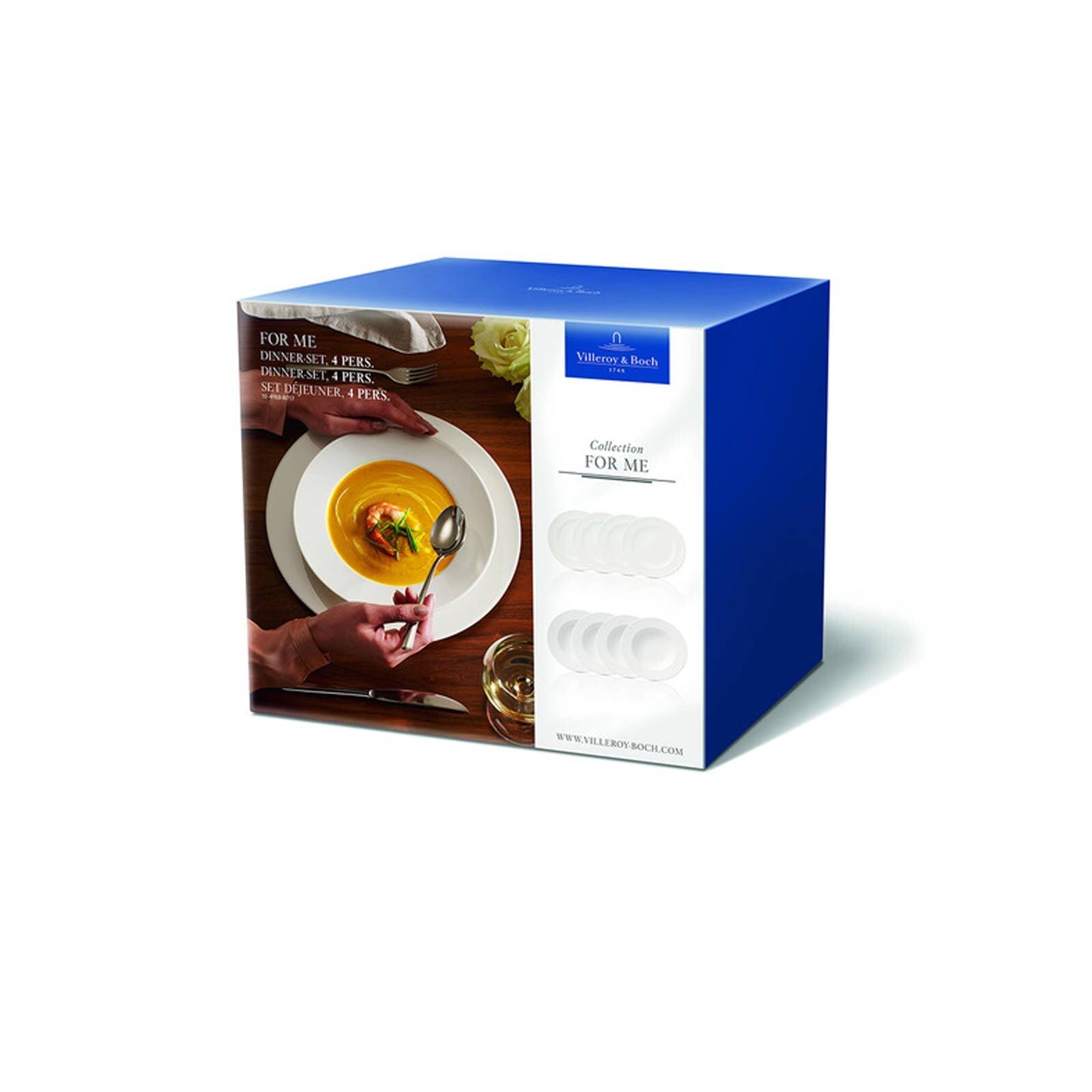 Villeroy & Boch Geschirr-Set »Geschirr For Me 8er Set weiß« Spülmaschinengeeignet, Mikrowellenfest