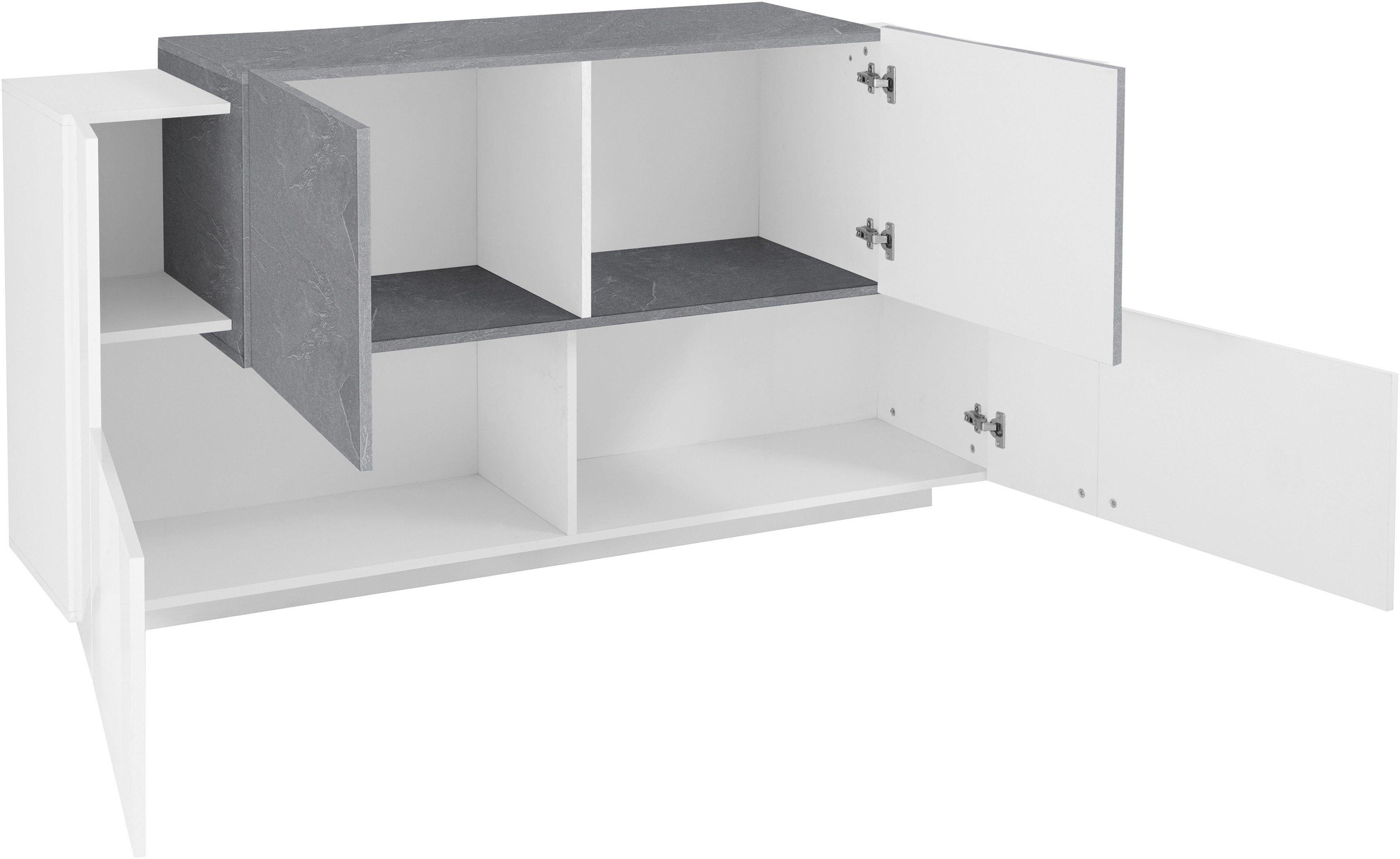 INOSIGN Sideboard »Coro, Kommode, Schrank, Kredenz, grifflos mit Einlegeböden«, 4 Türen, Doppeltiefe, B/T/H 160x86x45cm