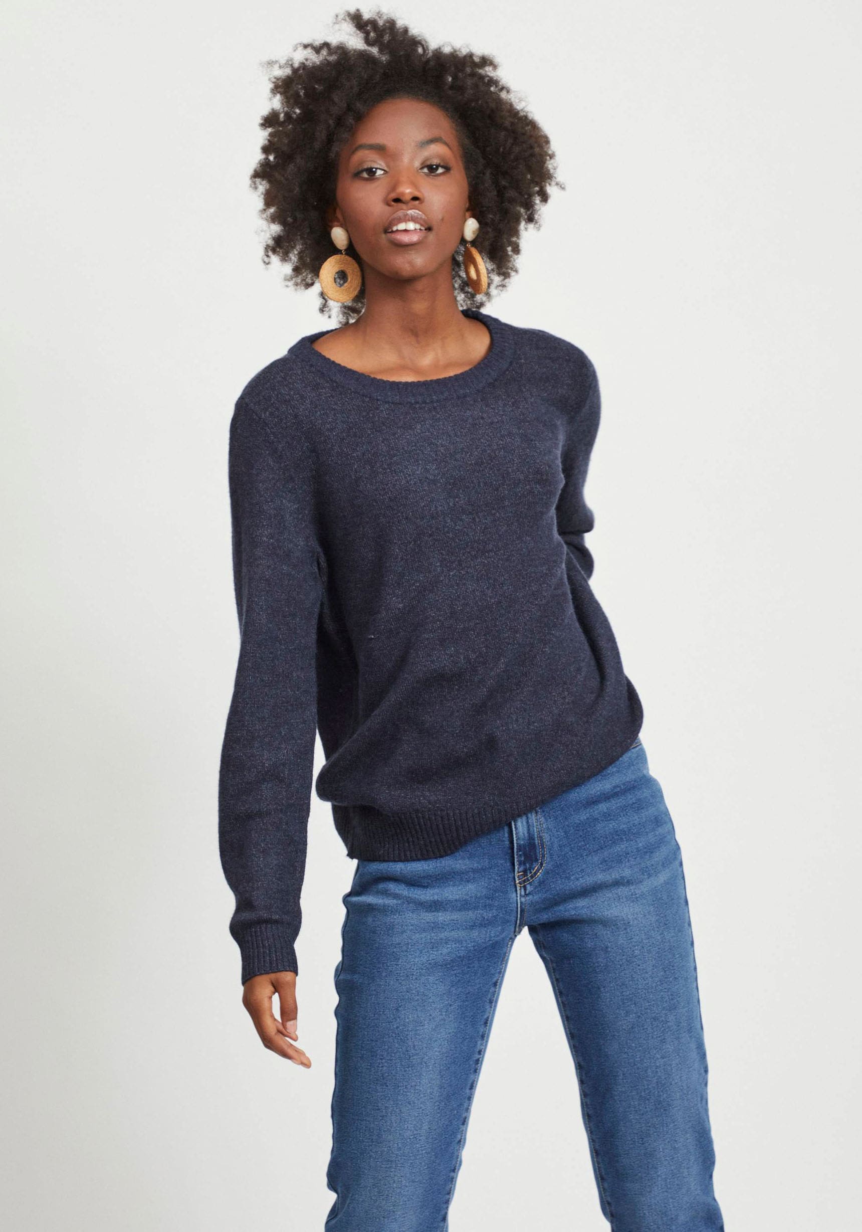 Vila Rundhalspullover »VIRIL-O-PULLI«, Feinstrick mit feinen Strickdetails
