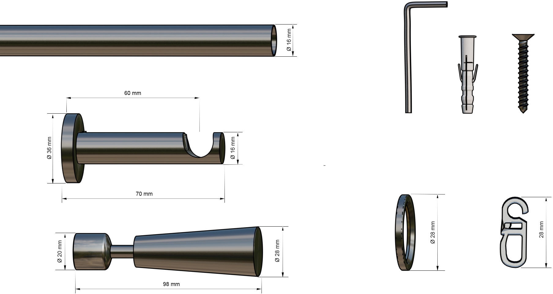 indeko Gardinenstange »Johannesburg« 1 läufig-läufig Wunschmaßlänge