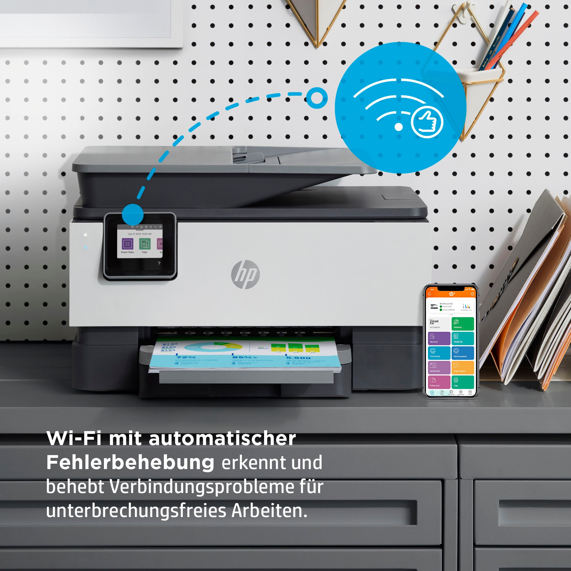 HP Multifunktionsdrucker »OfficeJet Pro A4 color«, Ink | ➥ Instant 9012e UNIVERSAL Garantie HP+ kompatibel 3 Jahre AiO XXL