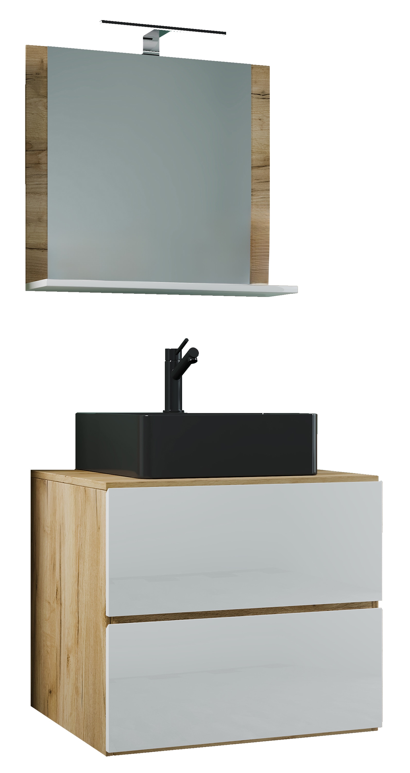 VCM Waschbeckenunterschrank »VCM 3-tlg. Waschplatz Waschtisch Badmöbel Set Waschbecken Lendas BL Breite 60 cm M Schublade« 3 Stk. tlg.