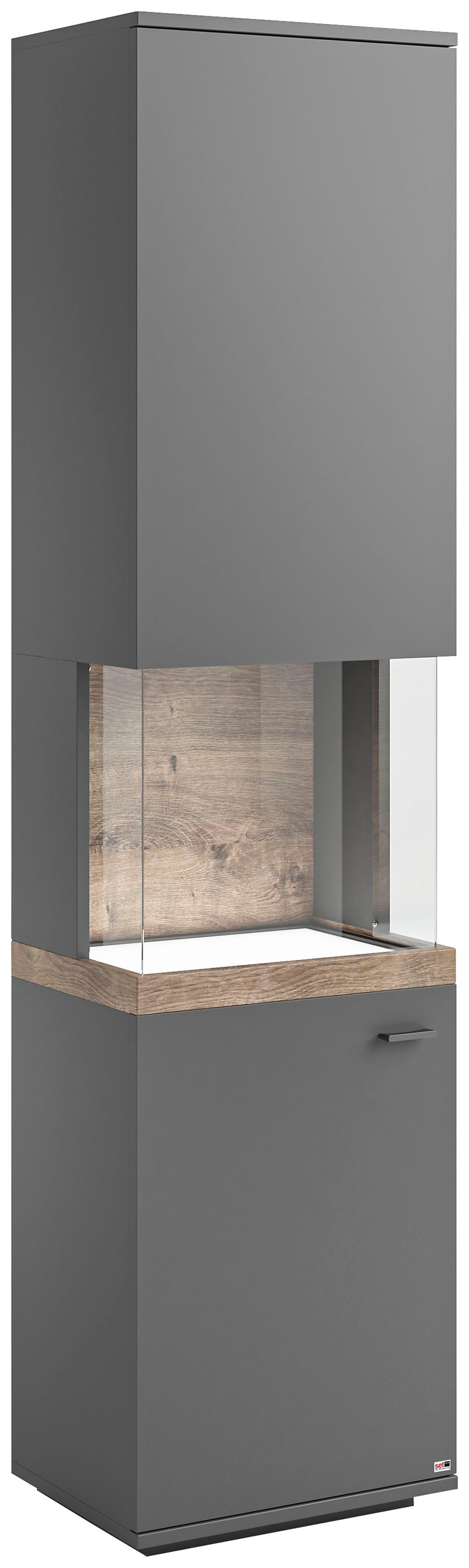 set one by Musterring Glasvitrine »Lancaster« Farben weiß oder grau mit Eicheabsetzung, mit LED-Beleuchtung