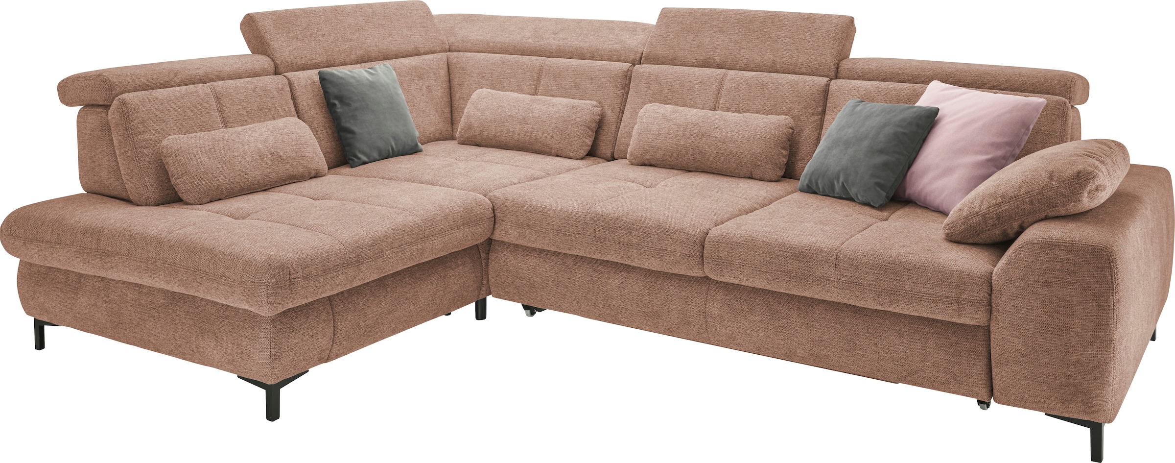 set one by Musterring Ecksofa »SO 3400 Sitzhöhe 47cm oder 49cm, Sitztiefe verstellbar, B/T 317/220 cm«, Kaltschaumpolsterung, Flachgewebe, whlw. mit Funktionen, Sitzhöhe 47