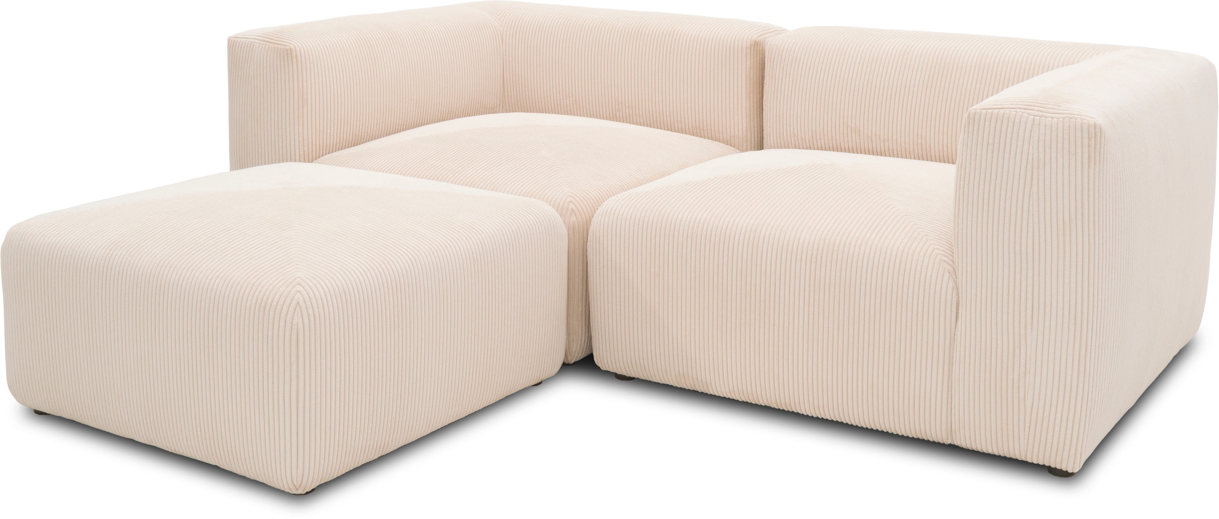 RAUM.ID Ecksofa »Gerrid L-Form«, Cord, Modulsofa, bestehend aus 2 Eckelementen + 1 Hocker