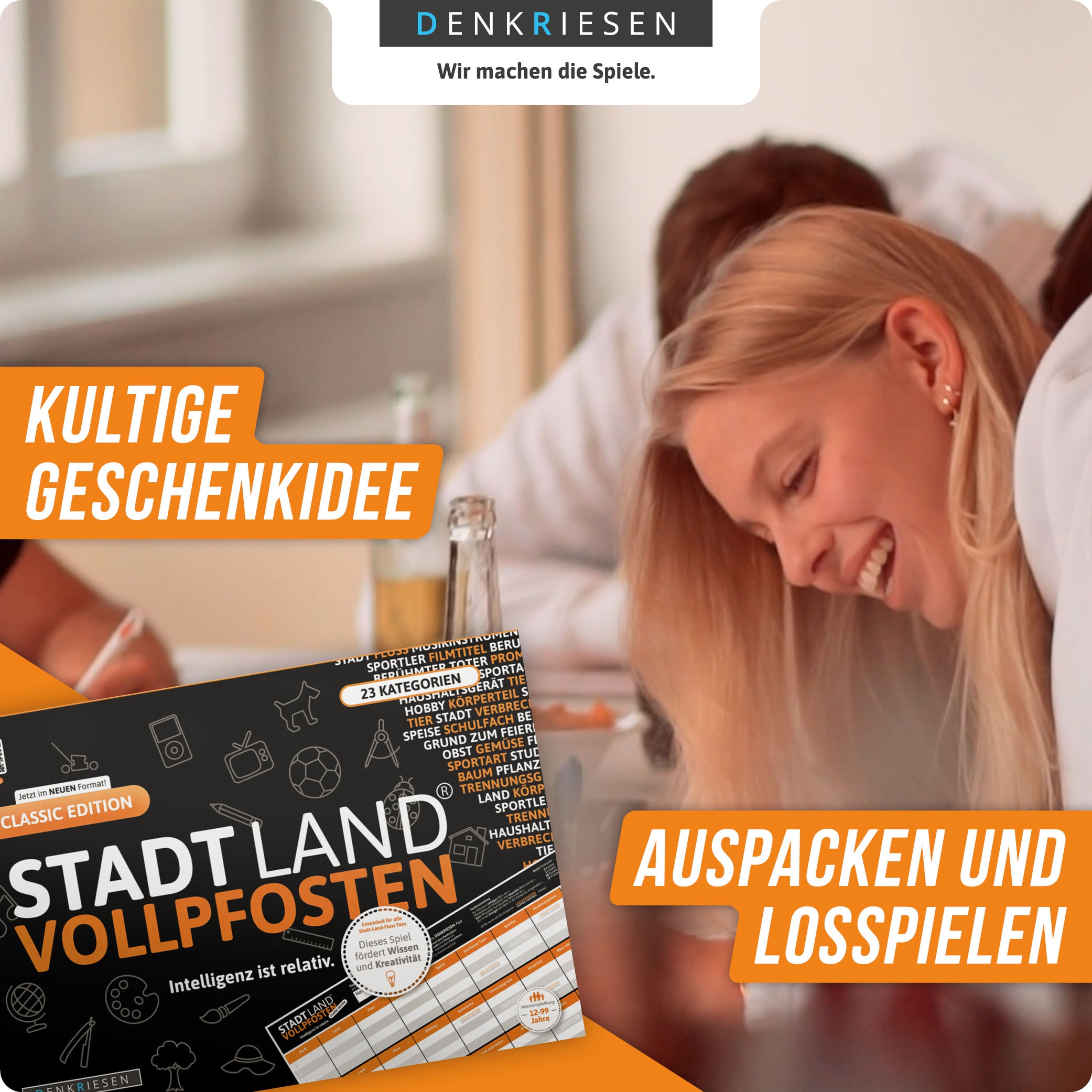 Denkriesen Spiel »Stadt Land Vollpfosten, Classic Edition, A4 Block« Made in Germany