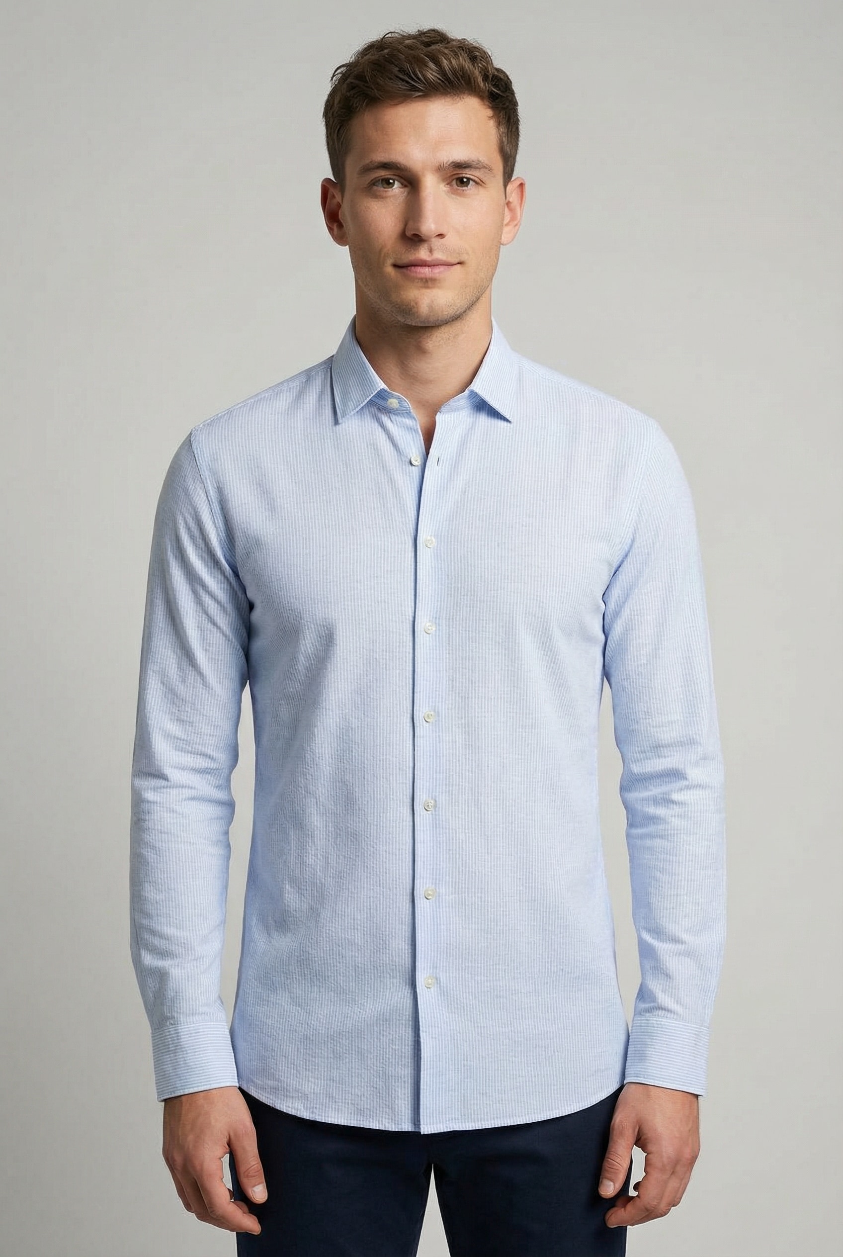 DESOTO Langarmhemd »Casual Kent 1/1« Jerseyhemd, Kentkragen, Slim Fit