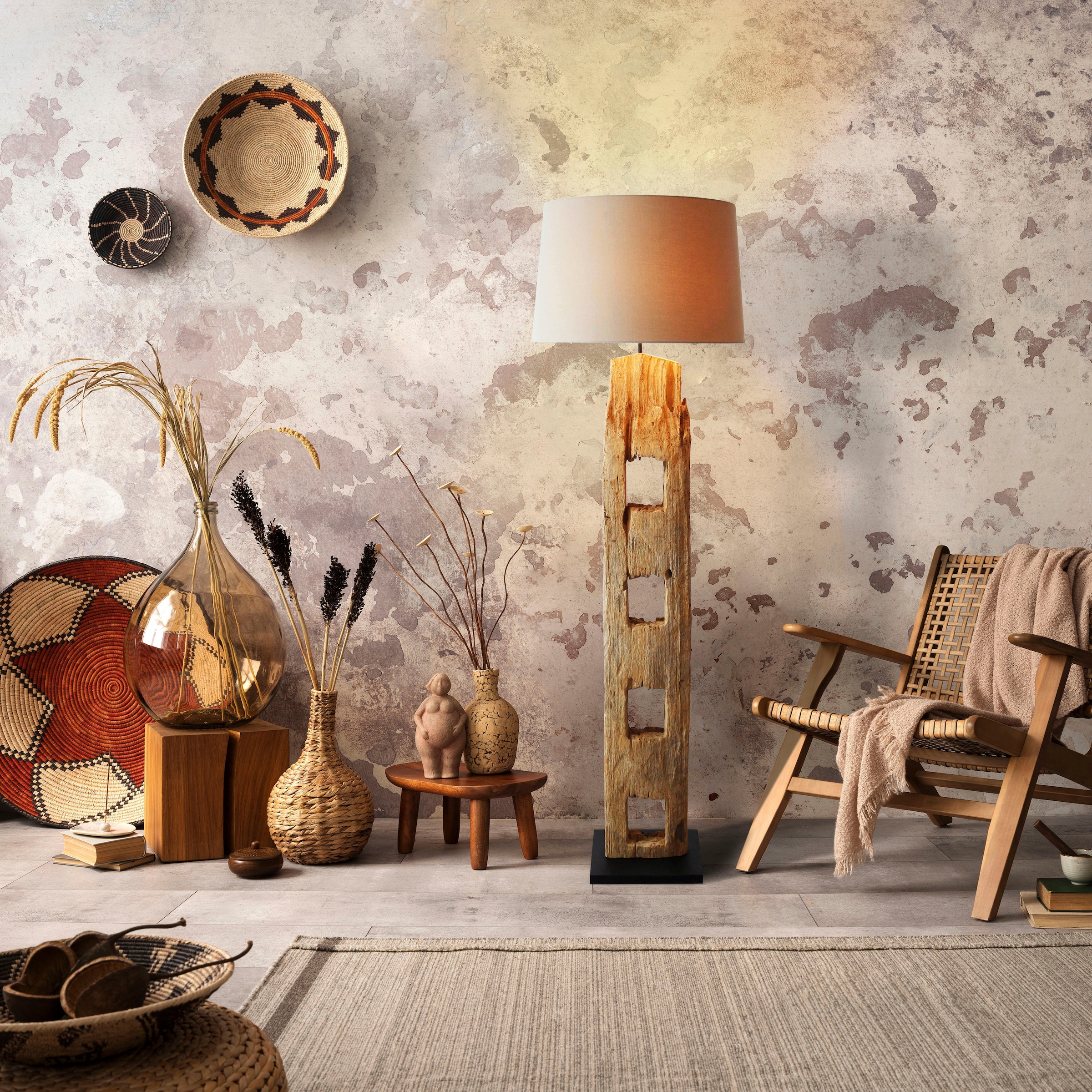SalesFever Stehlampe »Wynton«, 1 flammig, Leuchtmittel E27 | ohne Leuchtmittel, handgefertigt, mit Cut Outs