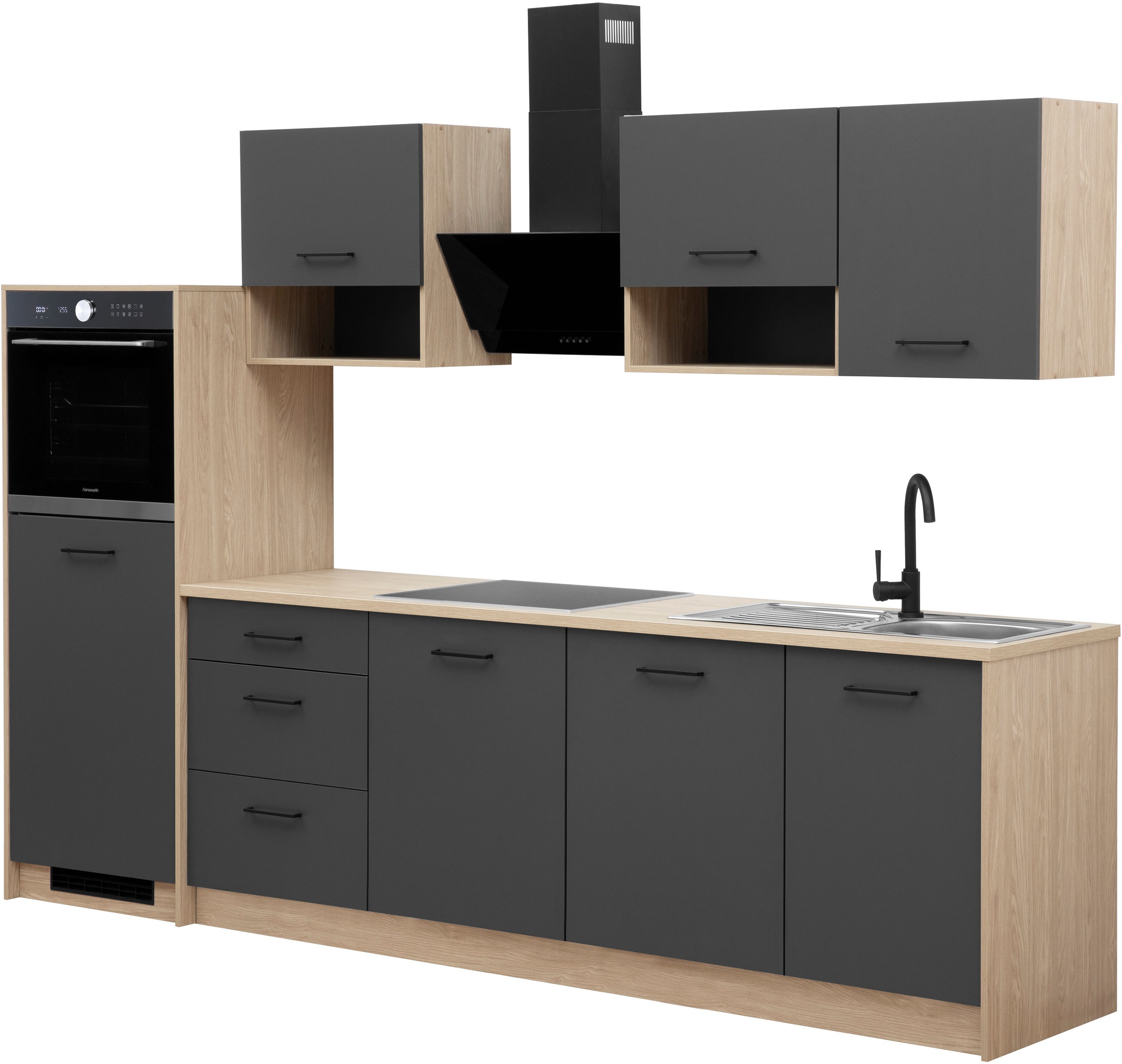 KOCHSTATION Küchenzeile »KS-Kolari, Küchenblock Made in Germany« Breite 290 cm, wahlweise mit Hanseatic-E-Geräten