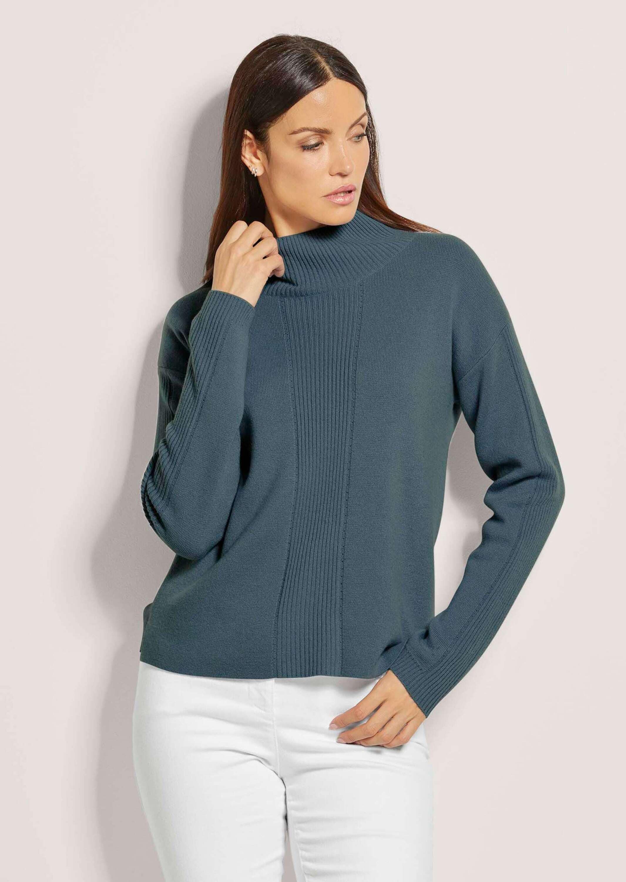 MADELEINE Longpullover »Strickpullover Kaschmir-Pullover mit Pointelle-Muster« Mit Ripp-und Ajourstrick
