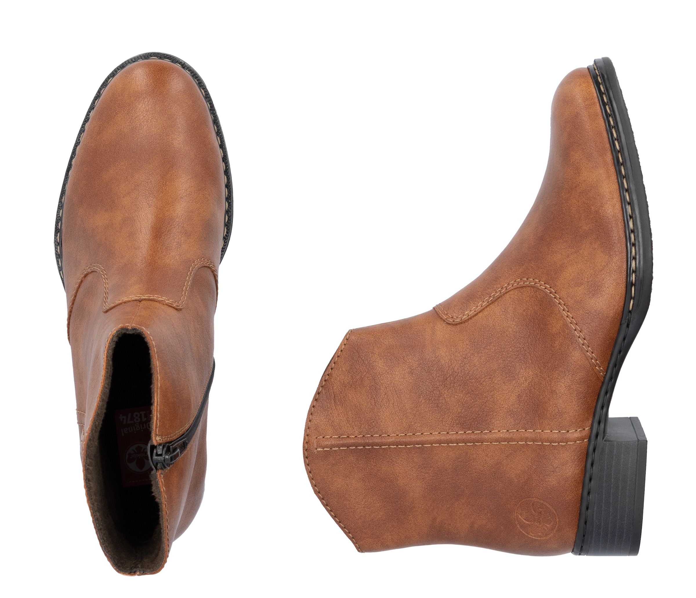 Rieker Cowboy Stiefelette, Westernstiefelette, Stiefelette, Blockabsatz mit Reißverschluss