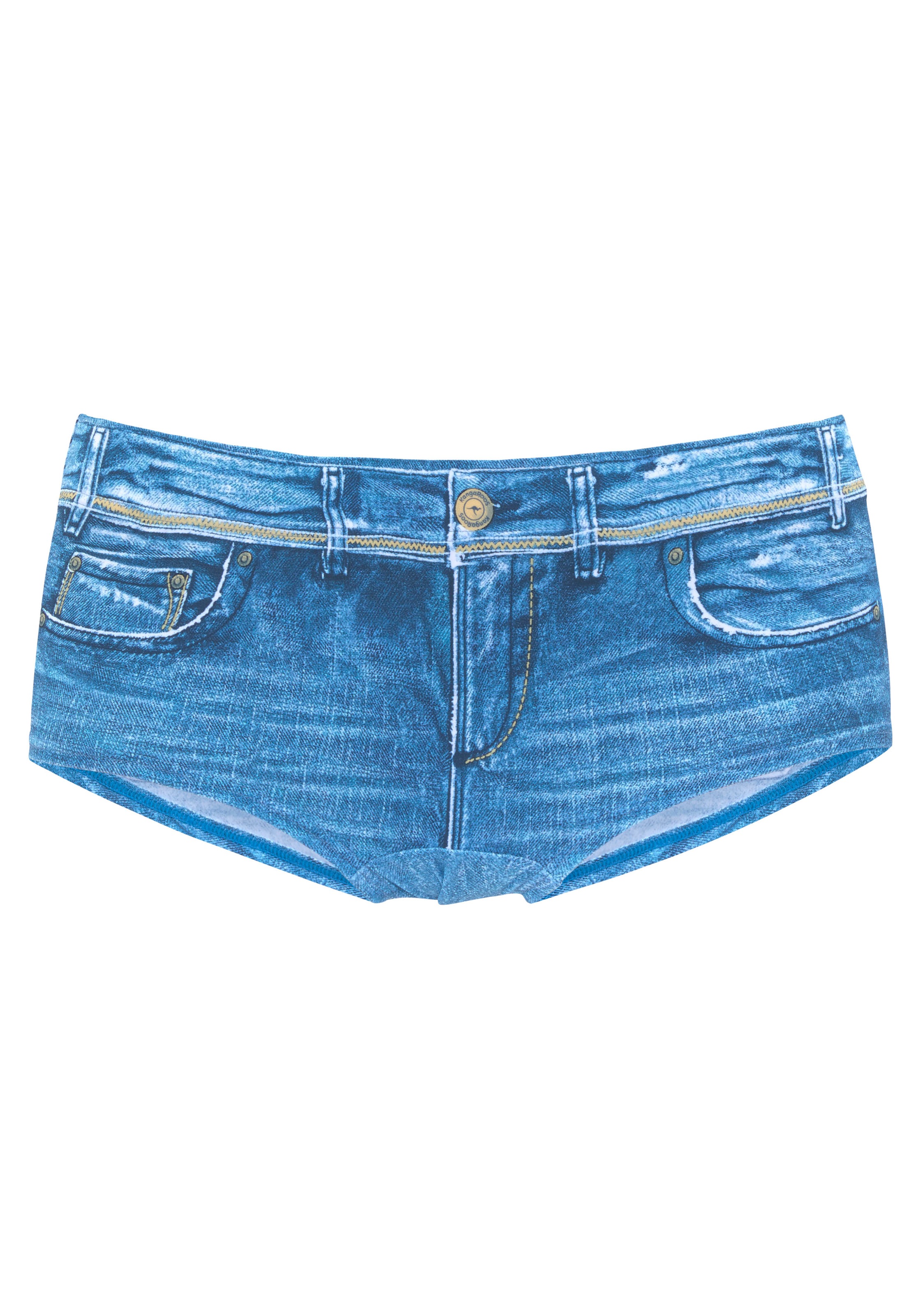 KangaROOS, Damen, Bikini-Hotpants »Patty« mit recyceltem Polyamid, jeansblau, N-Gr, 38 - N-Gr, jeansblau, In angesagtem Design