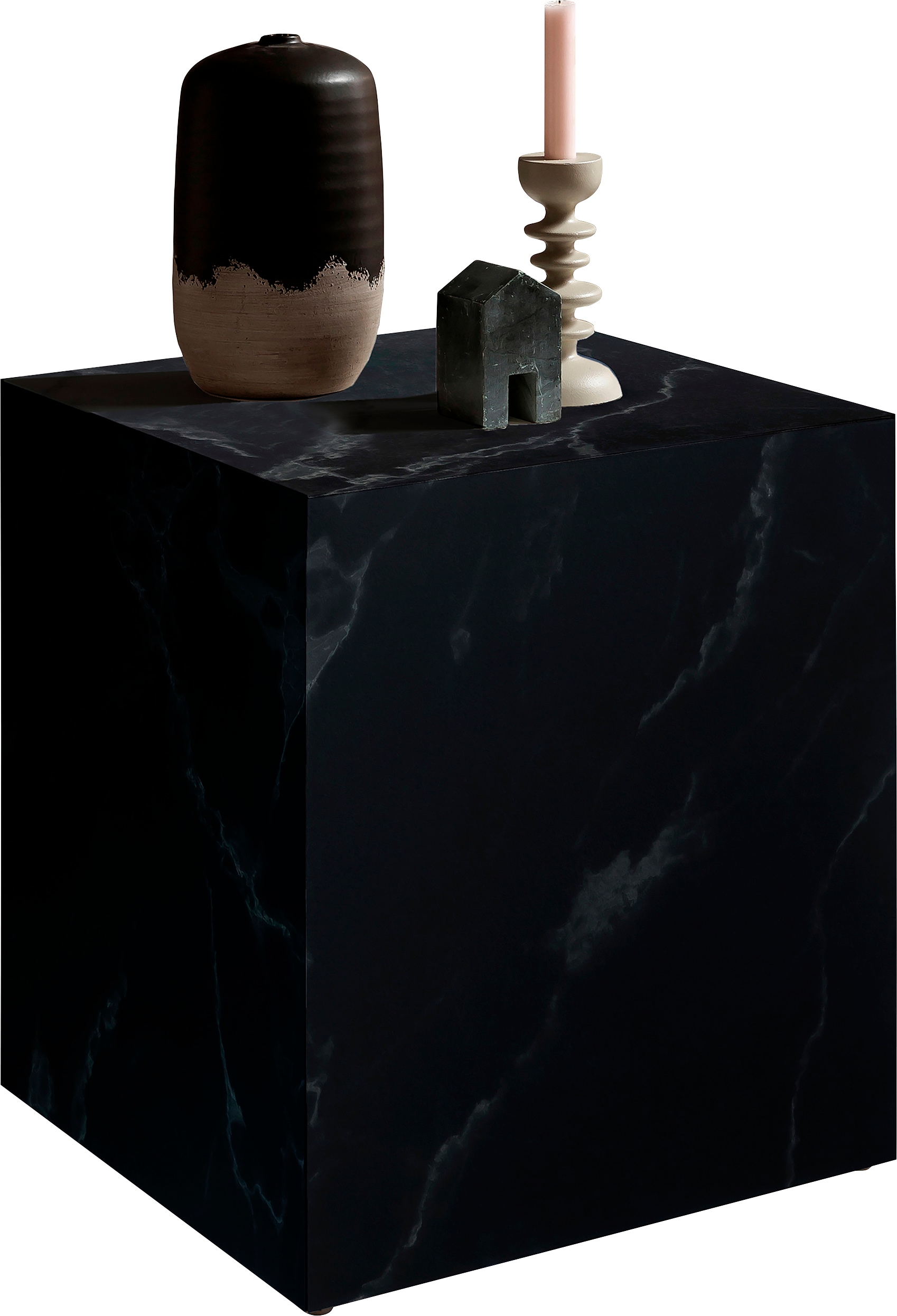 mutoni - Beistelltisch Marmoroptik 45x45, One Size, Schwarz