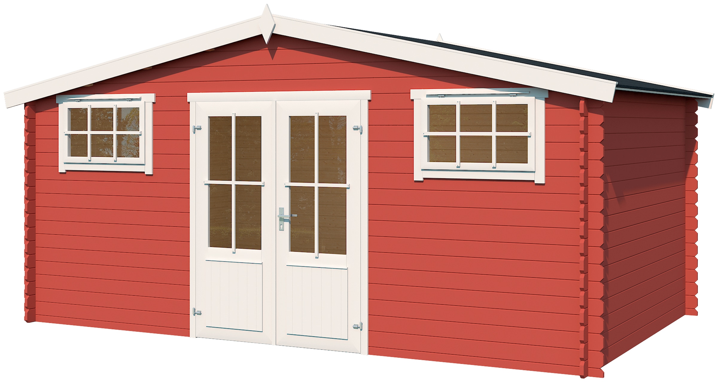 LASITA MAJA Gartenhaus »Boston« Blochbohlenhaus 28mm, Fundamentmass 4800x2920 , Schwedenrot