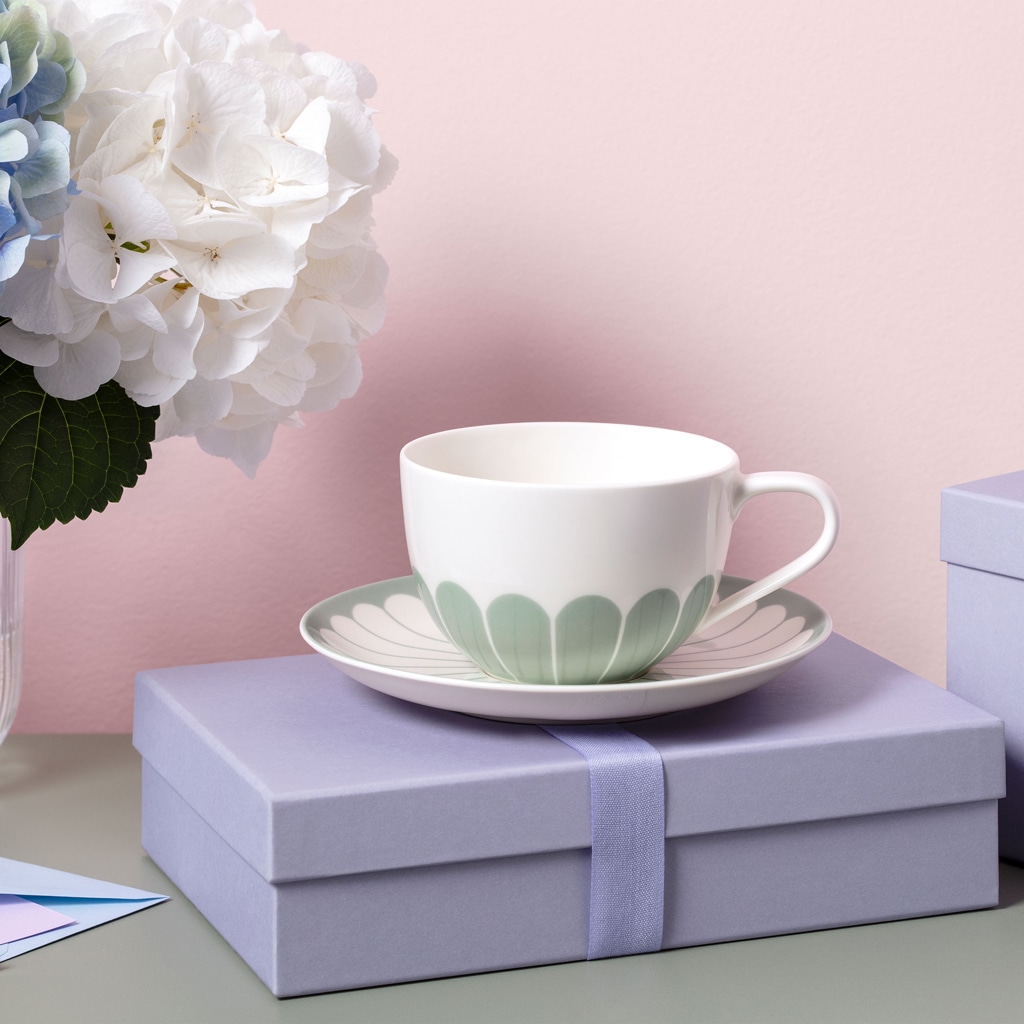 Villeroy & Boch Tasse »Cappuccinotassen mit Untertassen Fleur Couleur 300 ml 6er Set« Spülmaschinenfest, Mikrowellensicher