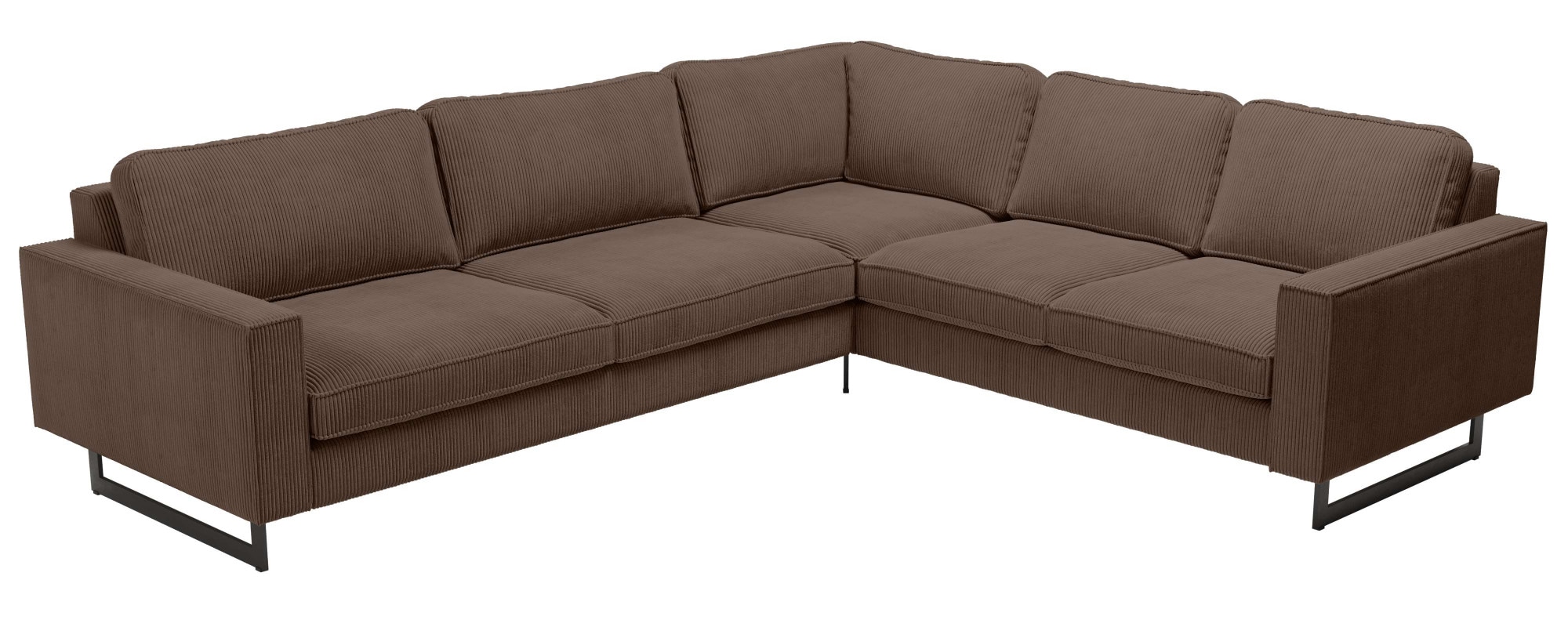 Home affaire Ecksofa »Pinto, XXL, 250/290 cm, langer Schenkel, Ottomane« Cord, Chenille, Lederoptik, mit Keder, Metallfüße, Wellenunterfederung