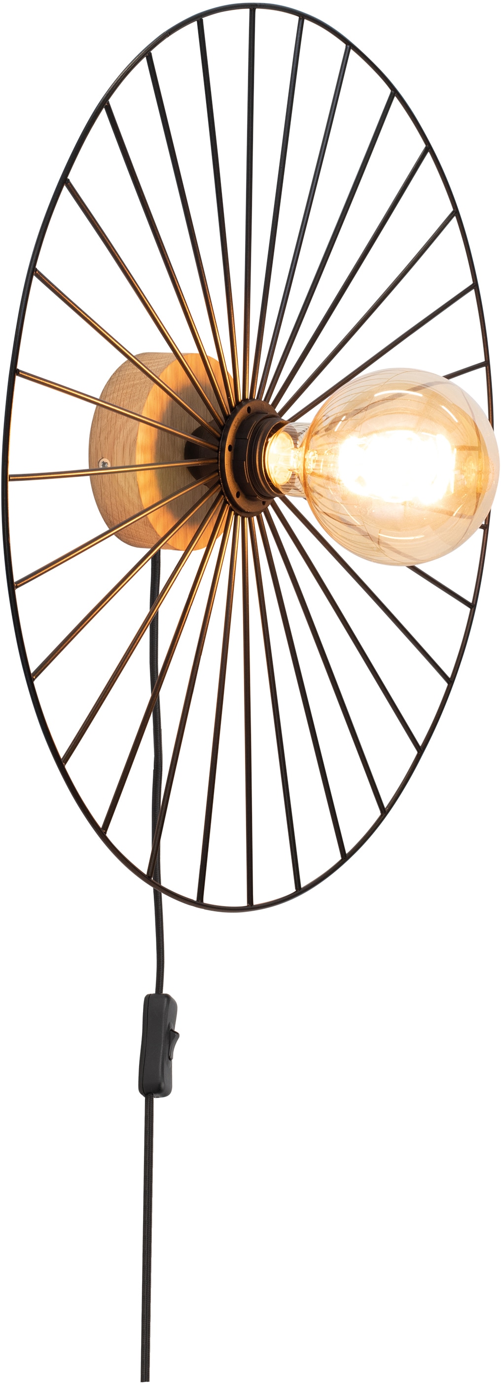 BRITOP LIGHTING Wandleuchte »Antonella«, 1 flammig-flammig, Dekorative Leuchte aus Metall mit Elementen aus Eichenholz
