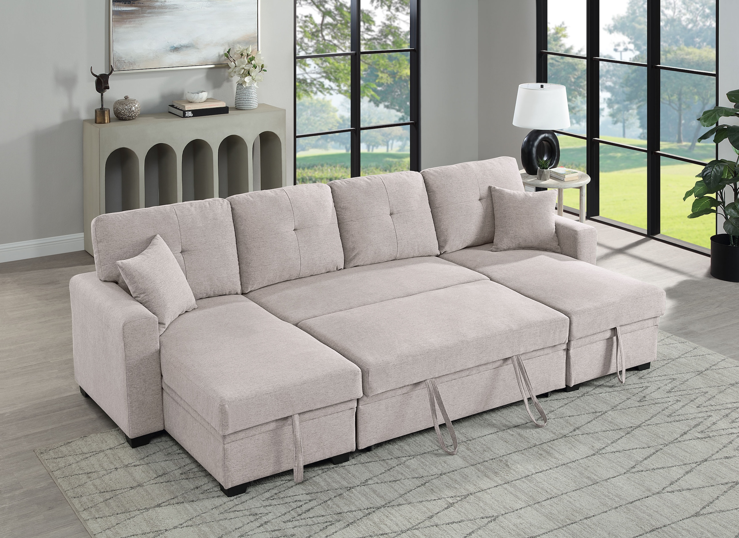 ATLANTIC home collection Wohnlandschaft »Gerrit U-Form«, Wohnlandschaft, Recamieren mit Bettkasten, Bettfunktion