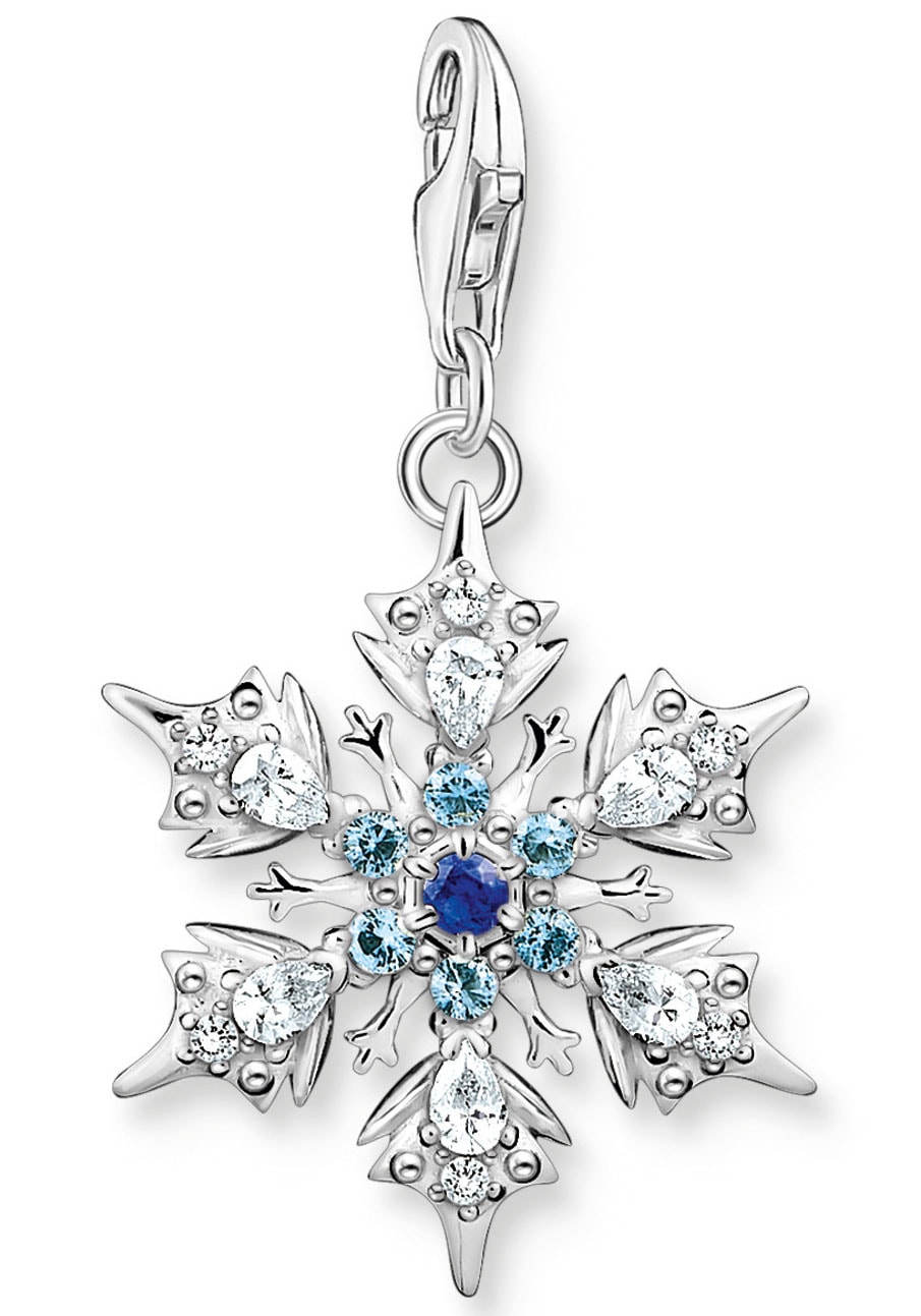 THOMAS SABO Charm-Einhänger »Schneeflocke mit blauen Steinen, 1902-945-7«, mit Glas-Keramik Stein