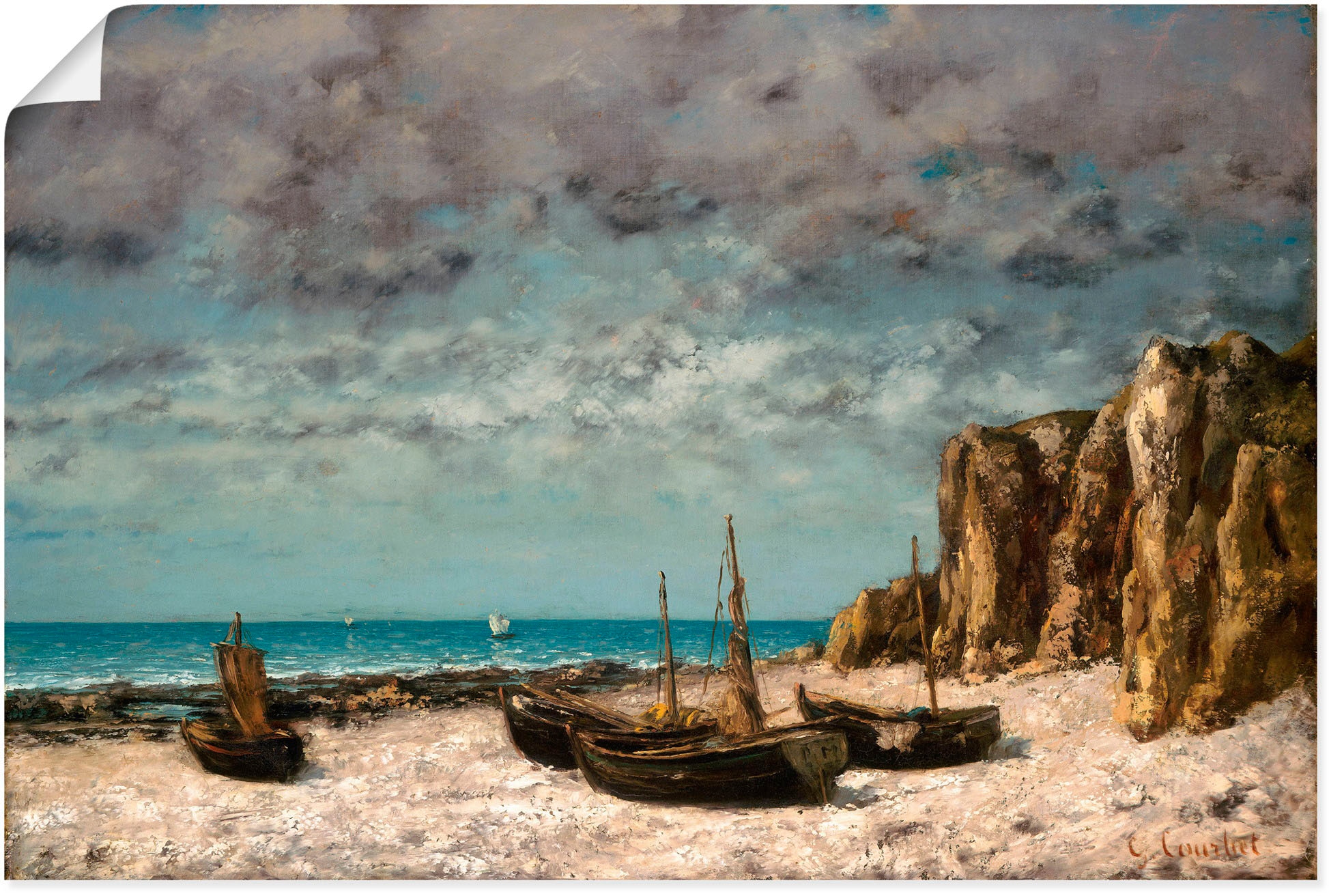 Artland Wandbild »Boote am Strand von Etretat. Um 1872/75«, Bilder von Booten & Schiffen, (1 St.), in vielen Größen & Produktarten - Alubild, Leinwandbild, Poster, Wandaufkleber