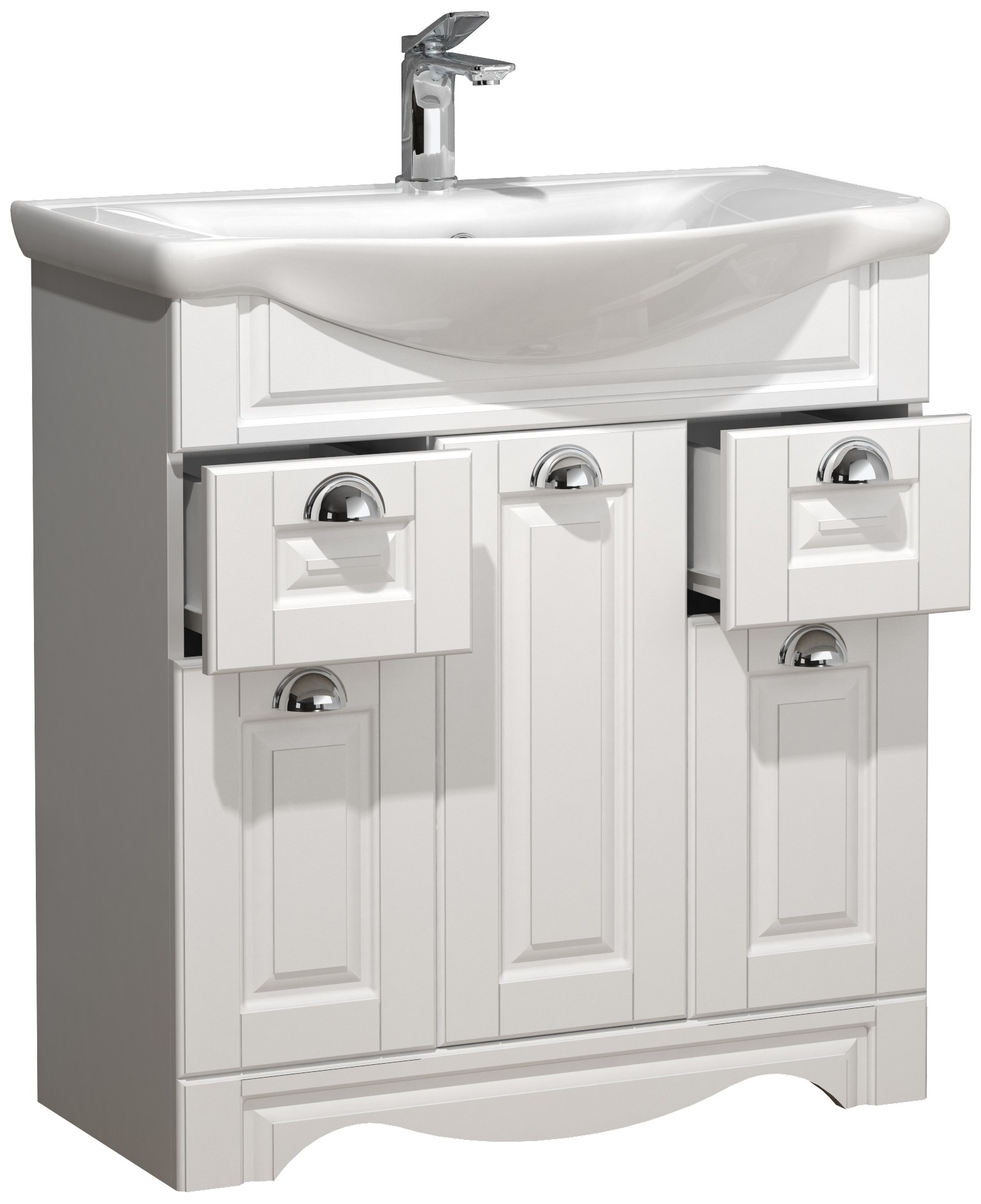 VCM Waschbeckenunterschrank »VCM 2-tlg. Waschplatz Waschtisch Breite 75 cm Badmöbel Set Waschbecken Landhaus Schubladen Casalo XL«, (2 St.)