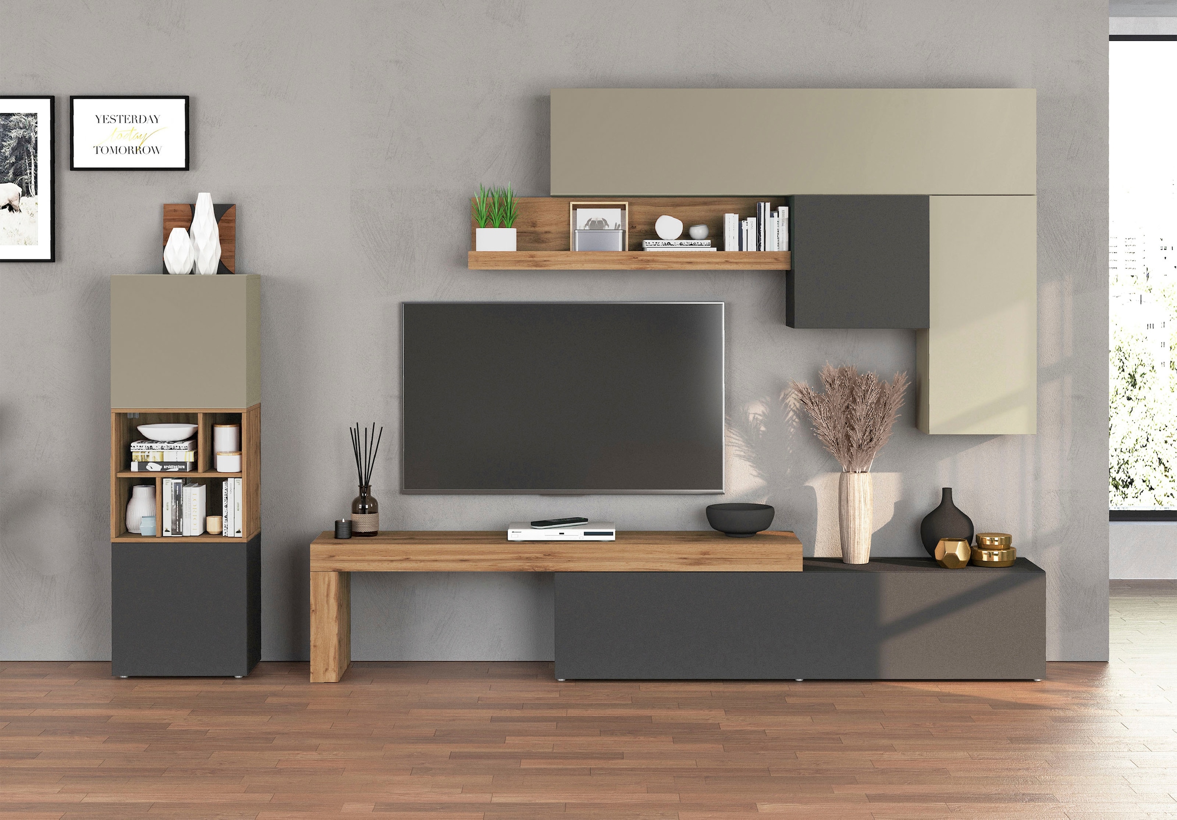 INOSIGN Wohnwand »Chronos Wohnwand, Medienwand, 8-er set« Set, 8 Stk. tlg.