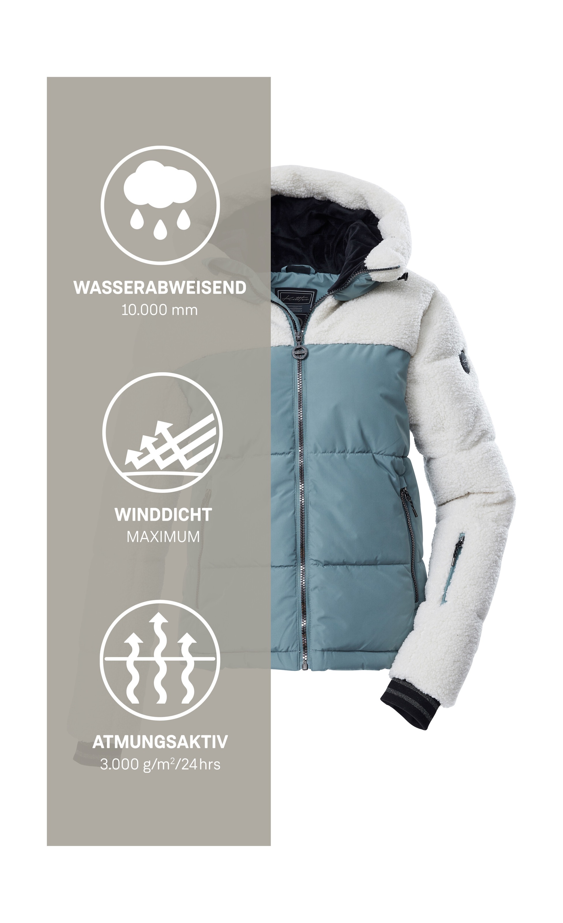 Killtec Skijacke »KSW 111 WMN SKI QLTD JCKT« Damen Ski-Steppjacke mit Glitzerstreifen und abnehmbaren Schneefang