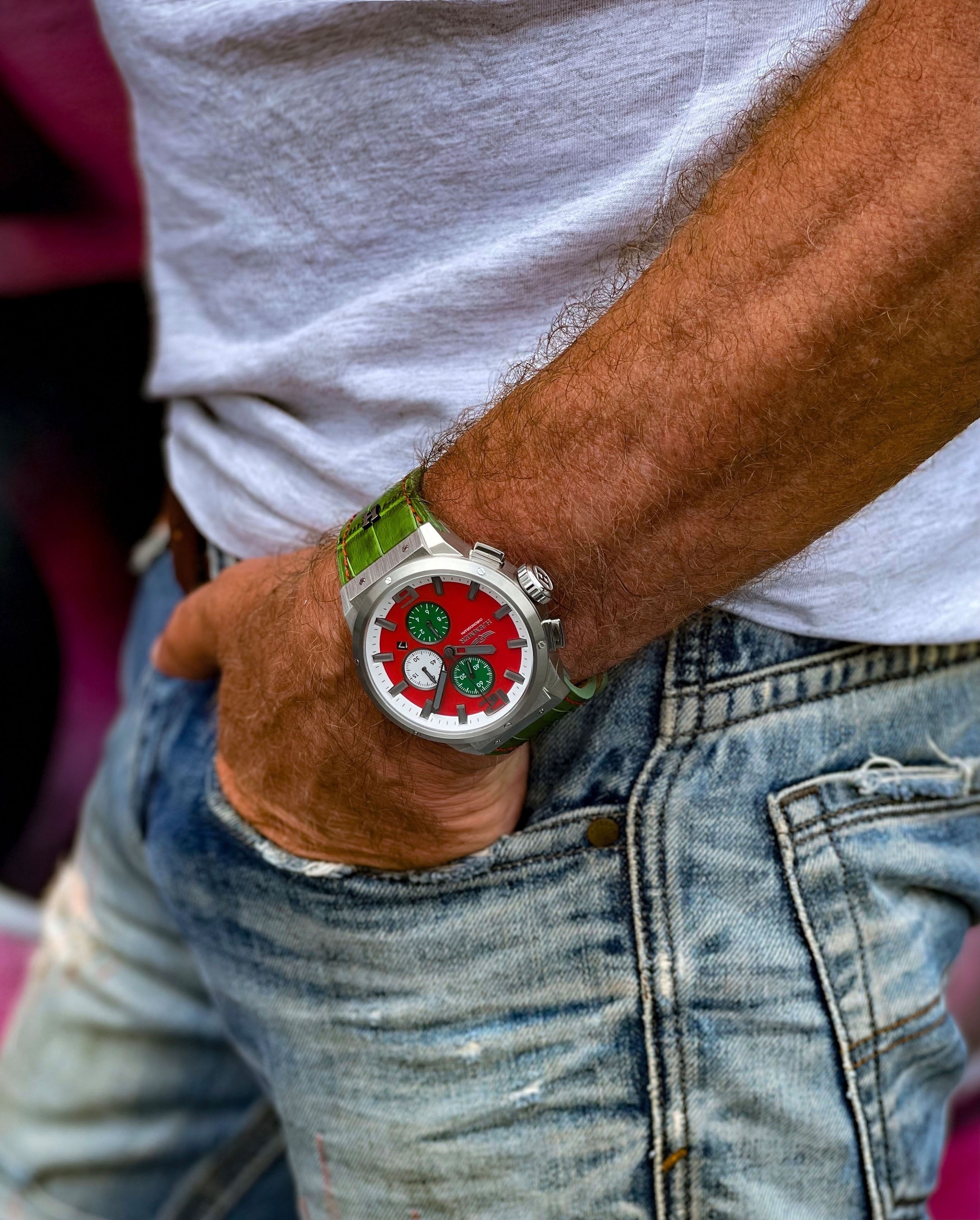 HAEMMER GERMANY Chronograph »CHALLANGER«, Quarzuhr, Herrenuhr, Datum, Stoppfunktion, Saphirglas, Lederarmband