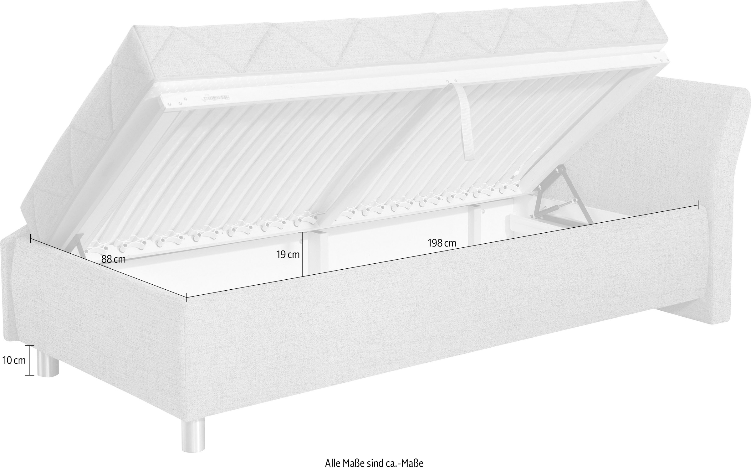 alina Schlafsofa »Lindsay« Bettkasten, Zierkissen-Set aus: 2 Stk. 40x40cm, 1 Stk. 30x30cm