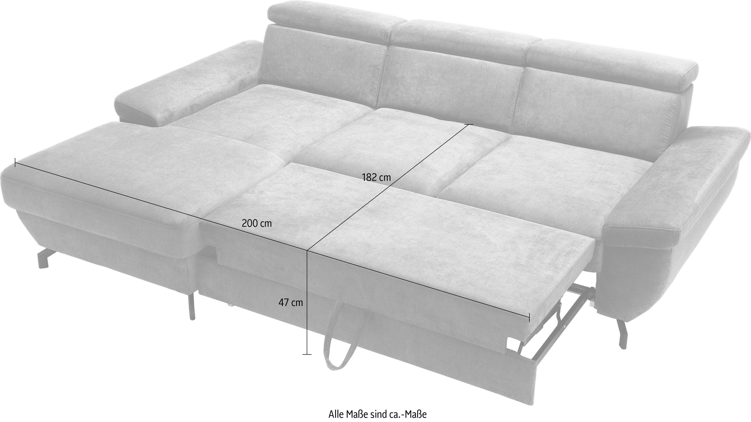 TRENDMANUFAKTUR Ecksofa »Rima, multifunktionales Sofa, L-Form,«, mit Bettfunktion, Bettkasten, Kopf- und Sitztiefenverstellung