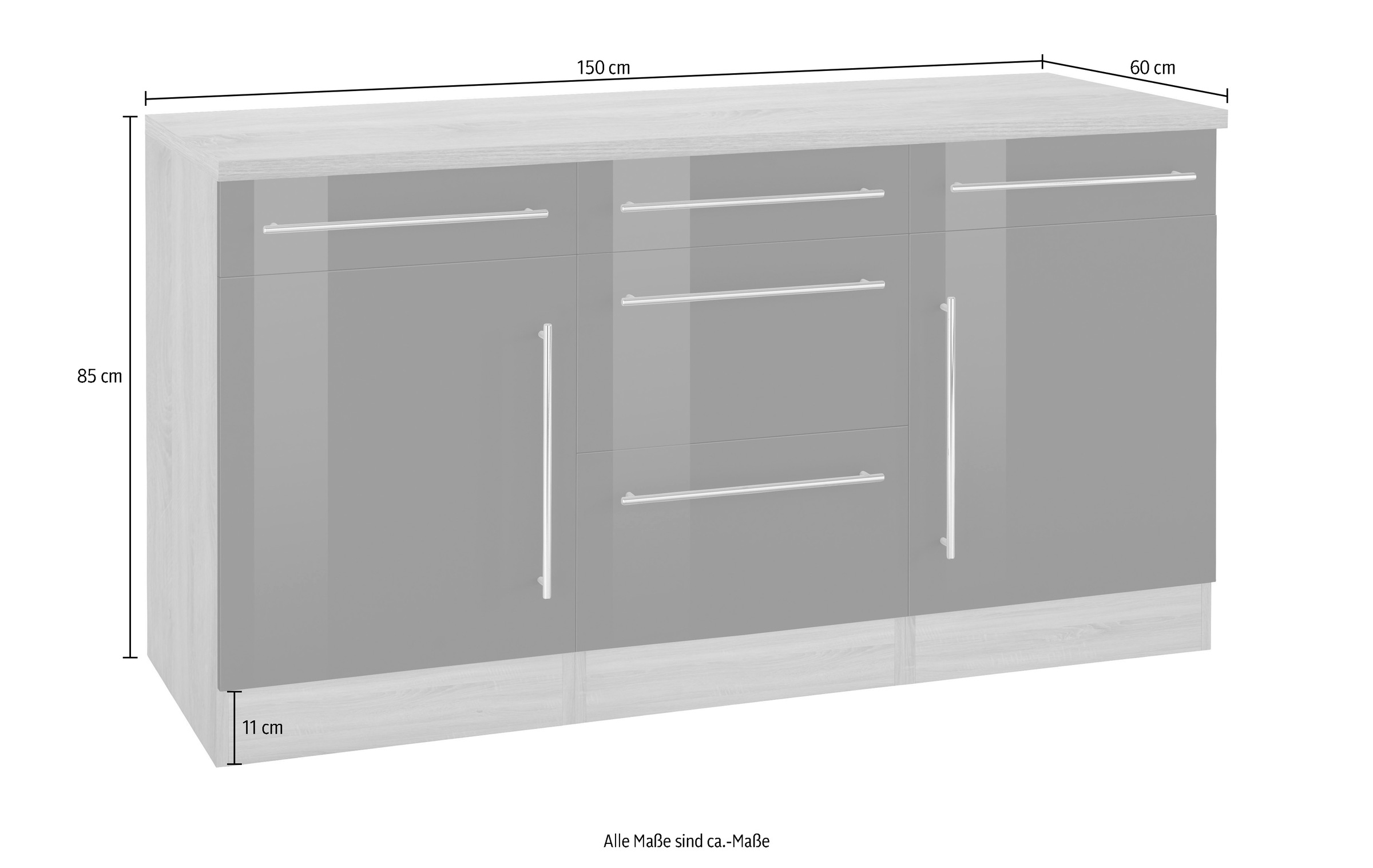 KOCHSTATION Unterschrank »KS-Samos«, Breite 150 cm