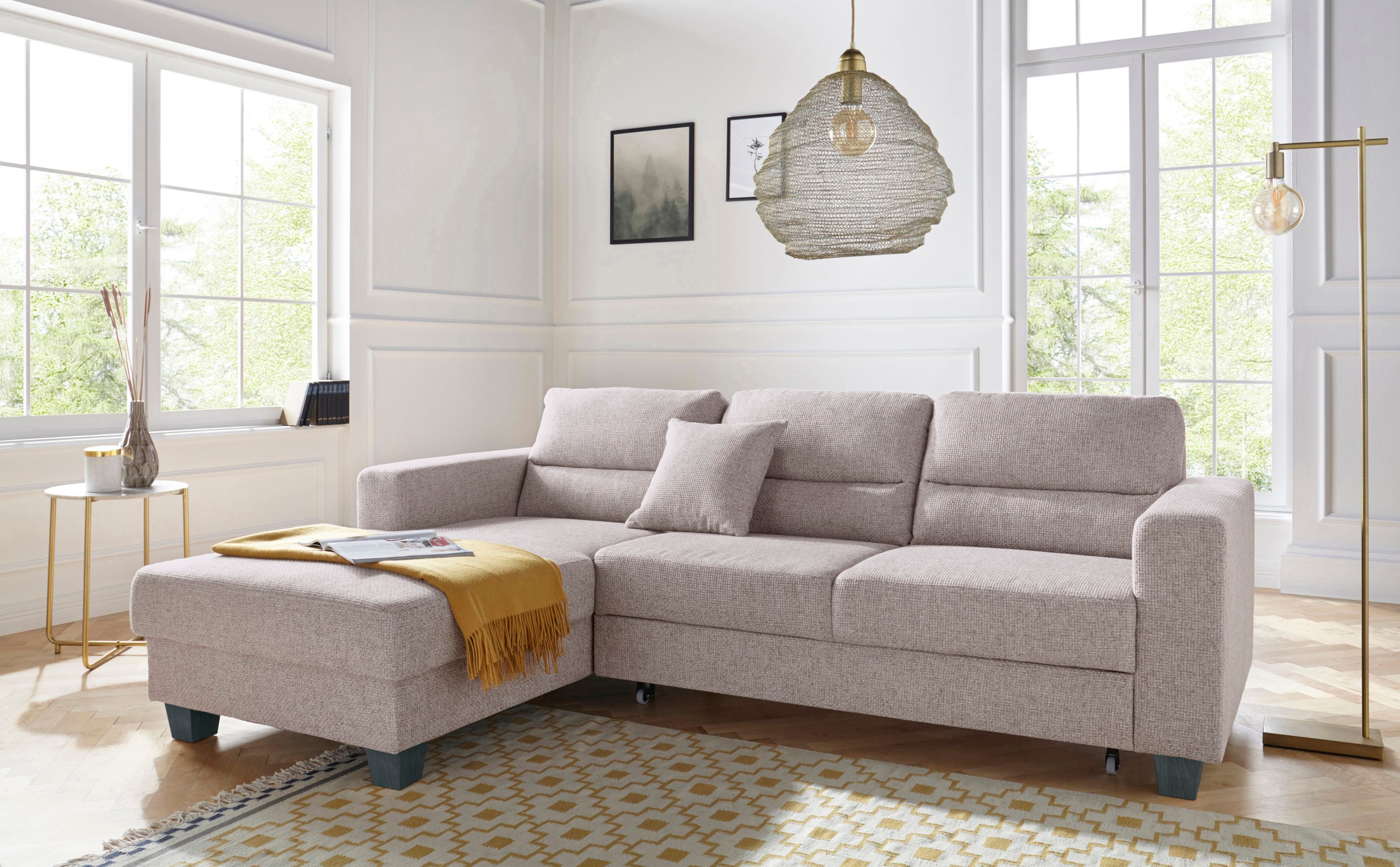 TRENDMANUFAKTUR Ecksofa »Chamber, zeitlos und modern, hoher Sitzkomfort, L-Form«, wahlweise mit Schlaffunktion