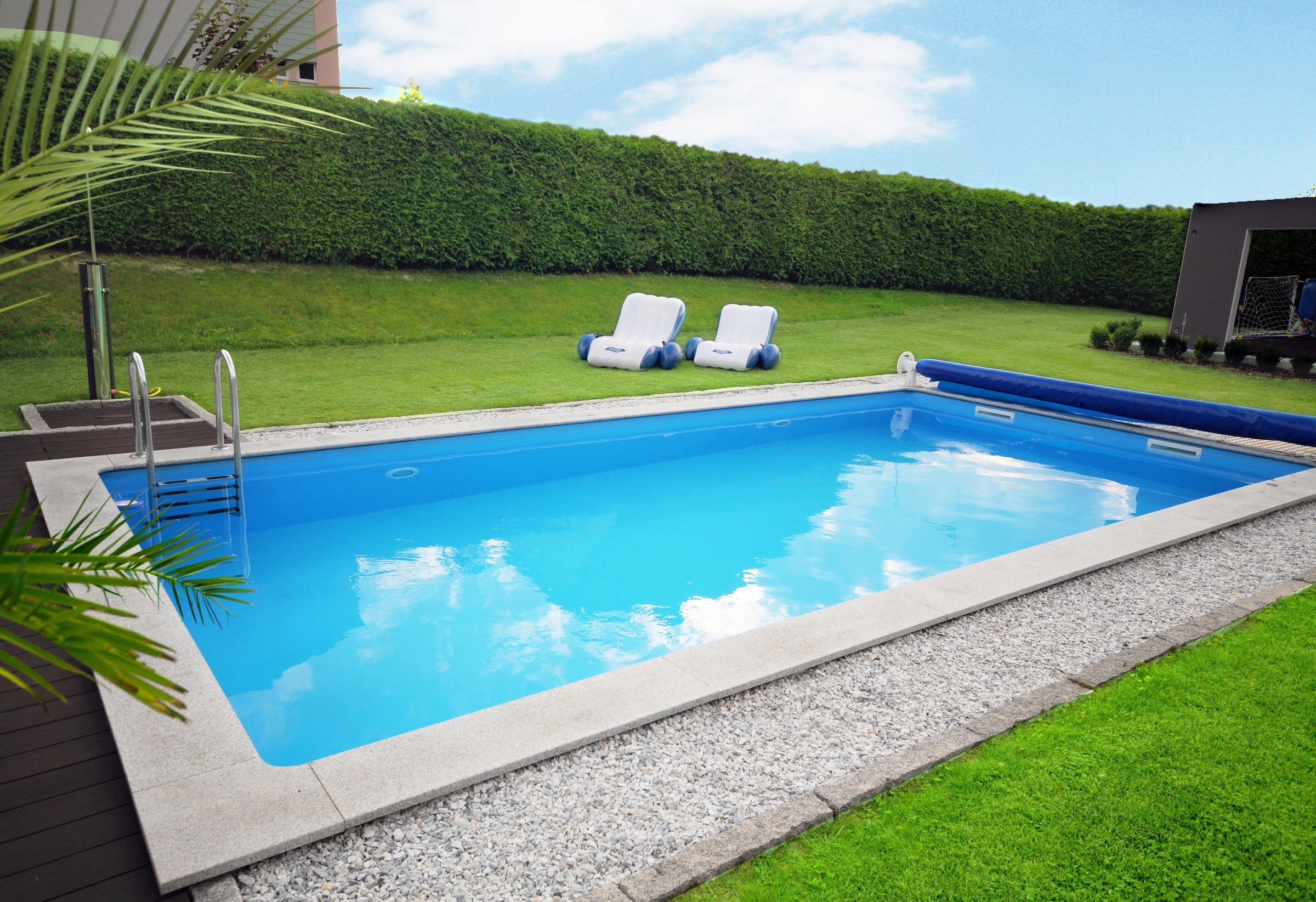 KWAD Rechteckpool »mit Römertreppe«, (Set), 8x4, 7x3,5 oder 6x3m Höhe: 1,50m, mit Foliensack 0,6mm