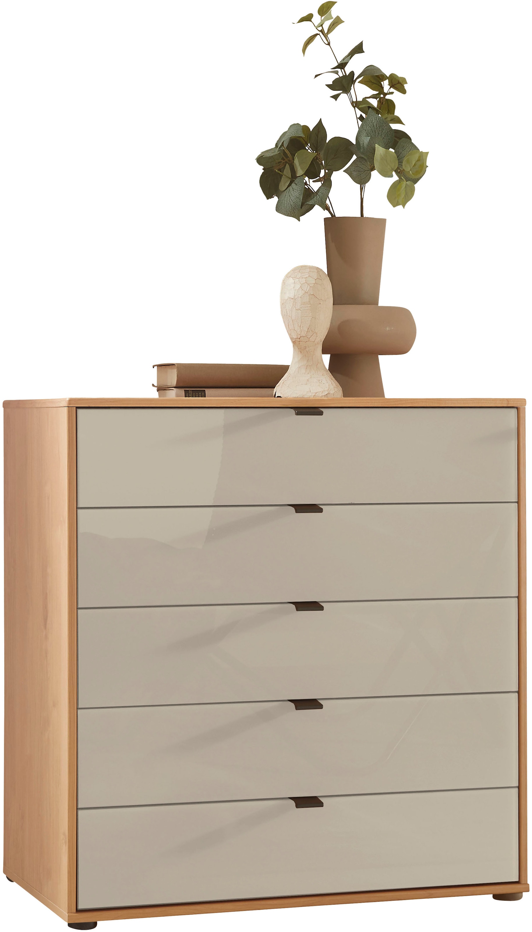 WIEMANN Schubkastenkommode "Cardiff Sideboard, Wäscheschrank, teilmassiv Erle, mit Schubladen" Glas- oder Massivholzfront, verschiedene Breiten, MADE IN GERMANY, Schubkästen inklusive Selbsteinzug und Dämpfung
