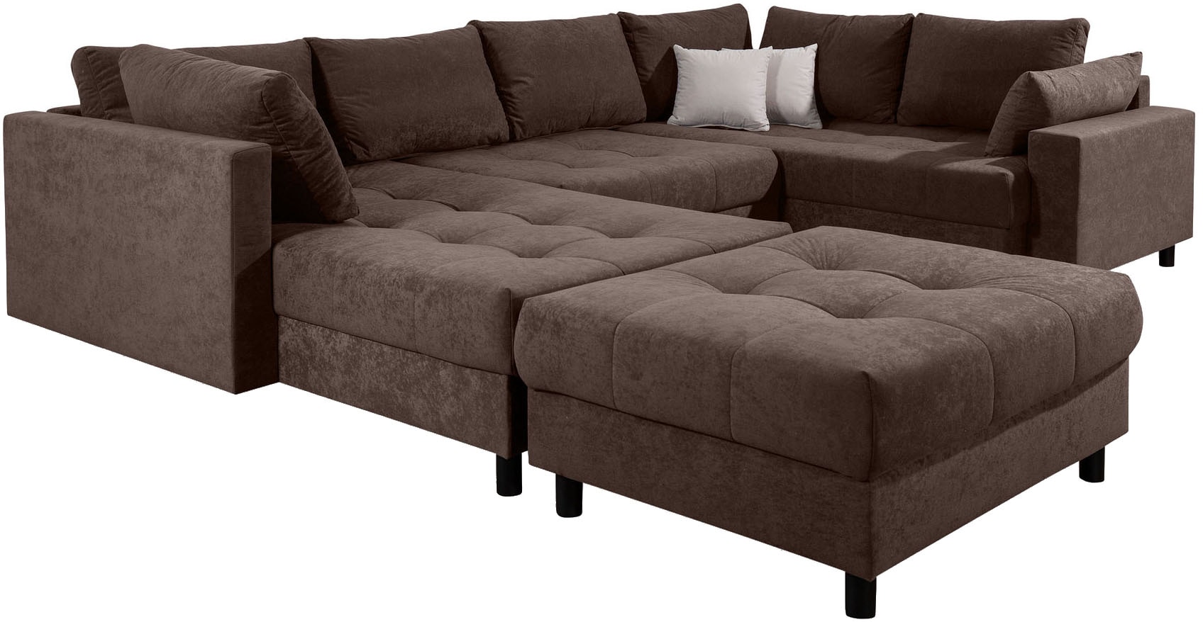 COLLECTION AB Wohnlandschaft »Toni U-Form, B: 298 cm« Set: Sofa & Hocker, 2 Zierkissen, Federkern