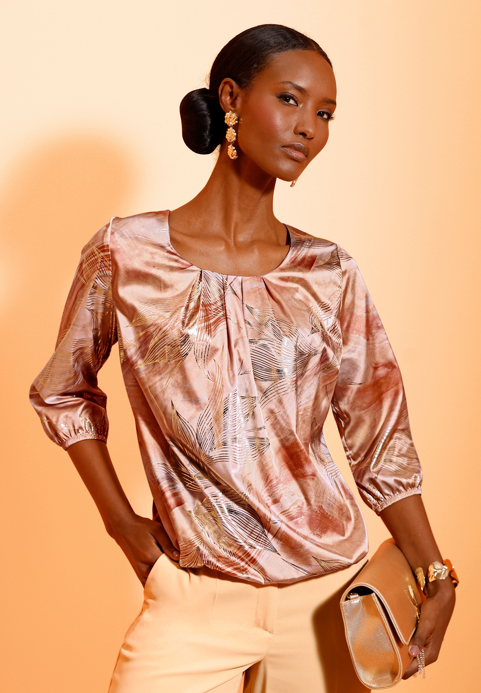creation L Schlupfbluse »Druck-Bluse Schlupfbluse in Matt-Satin«