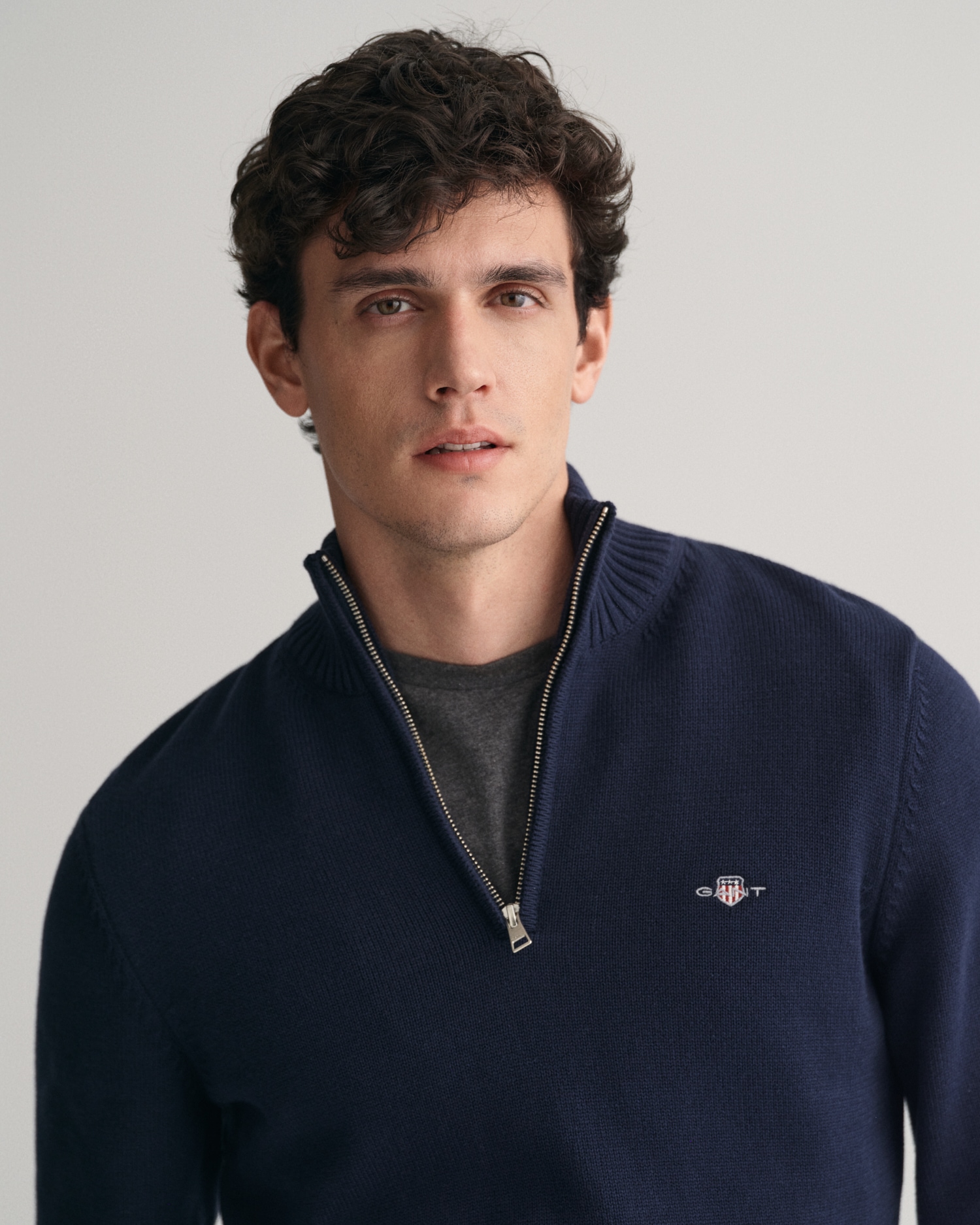 Gant Troyer »CASUAL COTTON HALF ZIP« mit grafischer Logostickerei auf der Brust