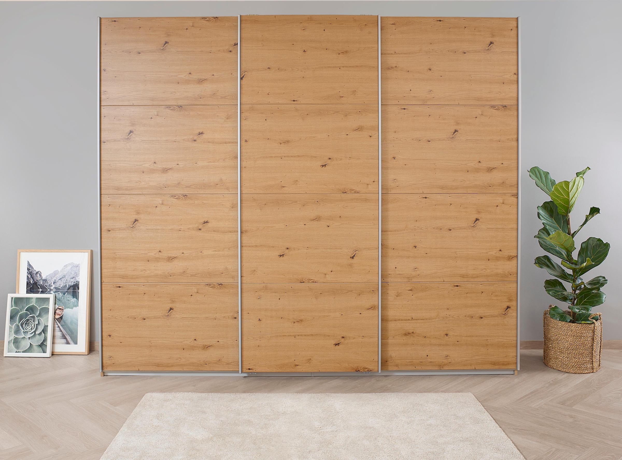 rauch Schwebetürenschrank »Kleiderschrank Schrank Garderobe KOLUNA mit Dekor-Front«, inkl. 2 Innenschubladen sowie extra Einlegeböden MADE IN GERMANY