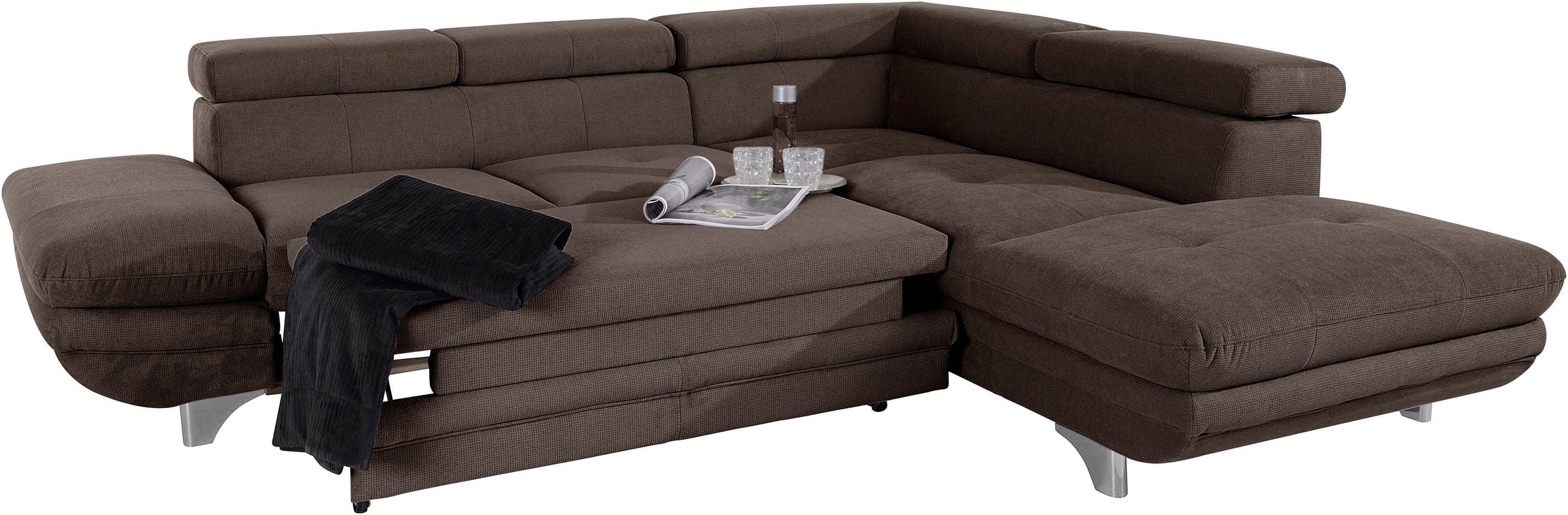 COTTA Polstergarnitur »Enterprise L-Form«, (Set), Set bestehend aus: Ecksofa mit Arm- & Kopfteilverstellung & Hocker