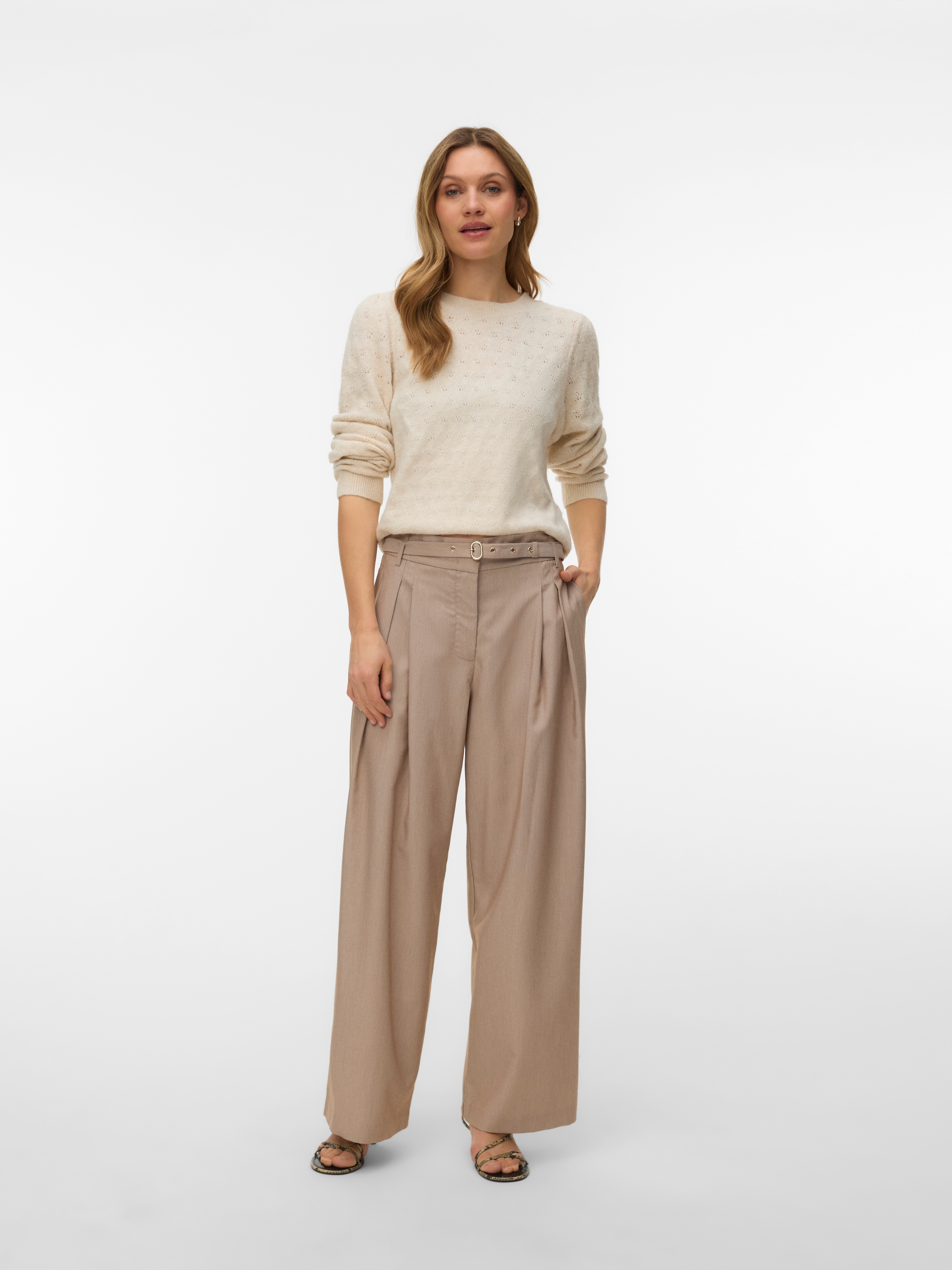 Vero Moda Strickpullover »VMDOFFY STITCH LS O-NECK PULLOVER NOOS« Materialmix, regular fit