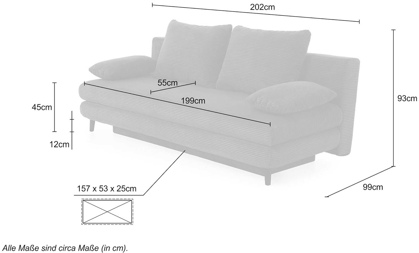 Jockenhöfer Gruppe Schlafsofa »Per, mit Gästebettfunktion, inklusive 4 Kissen«, Wellenschaumpolsterung und großzügigem Stauraum/Bettkasten