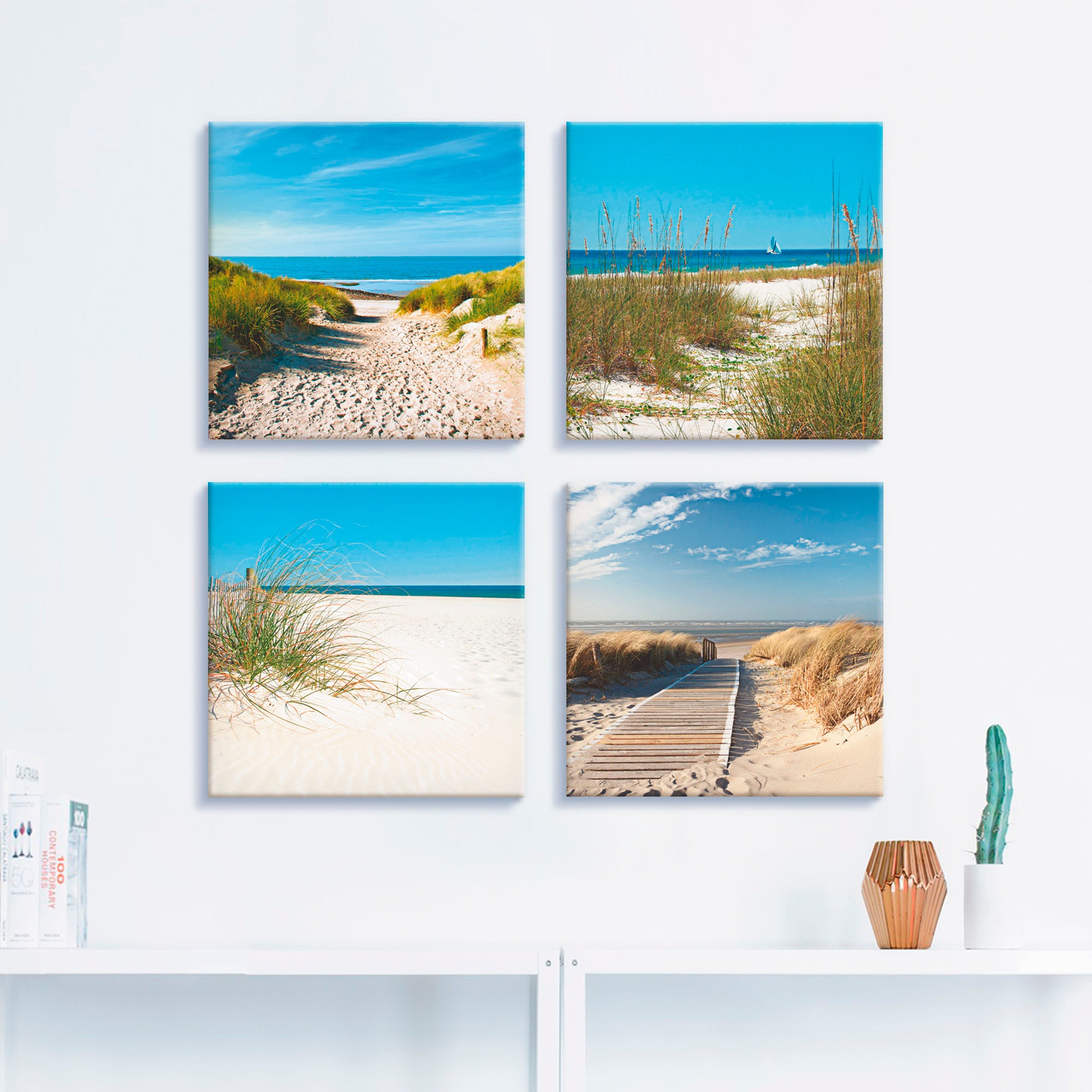 Artland Leinwandbild »Strand und Sanddünen«, Strand, (4 St.), 4er Set, verschiedene Größen
