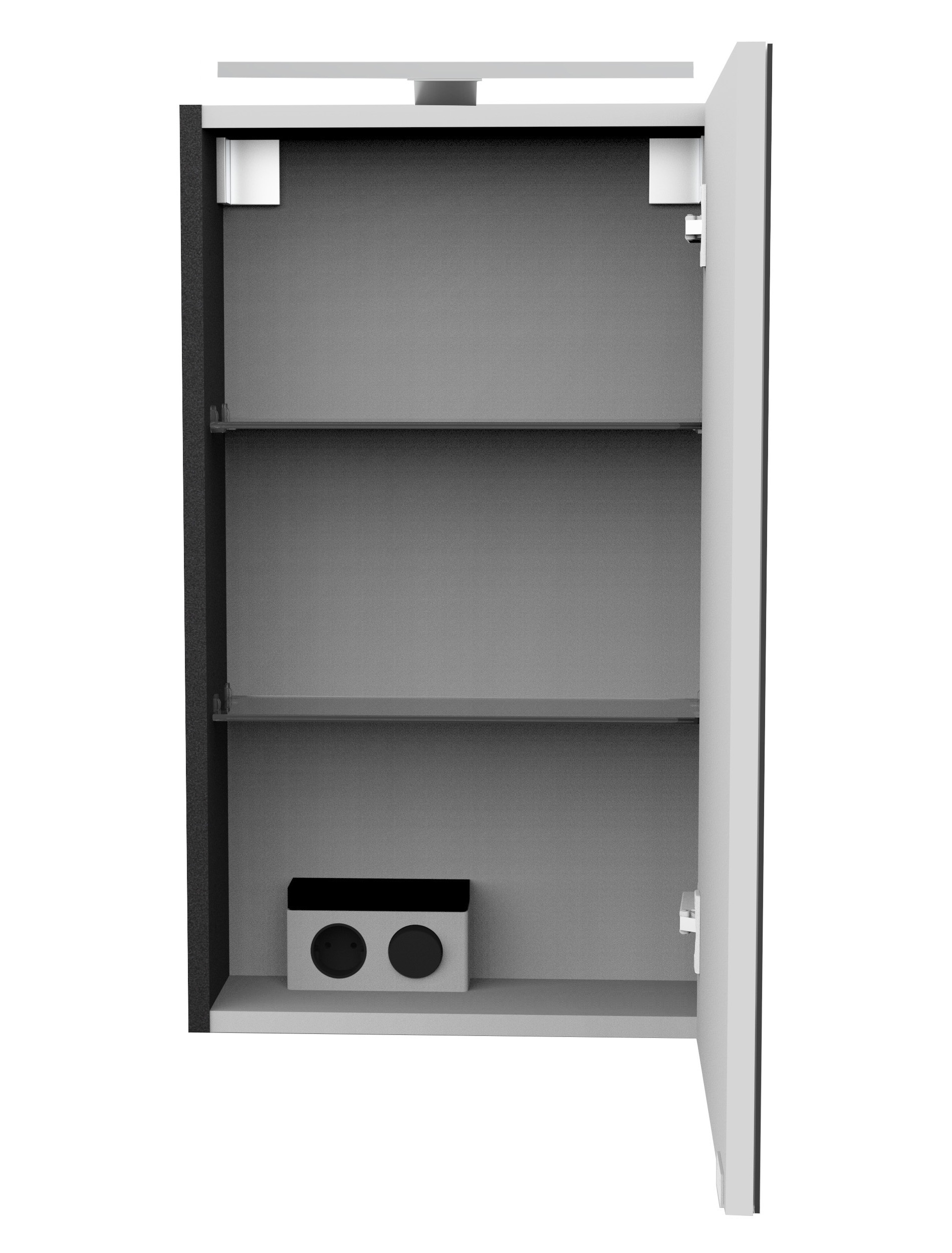 FACKELMANN Spiegelschrank »SBC«, (Spiegelschrank mit LED-Aufsatzleuchte), Aufsatzleuchte, Schalter und Steckdose, Breite 40cm, Anschlag rechts