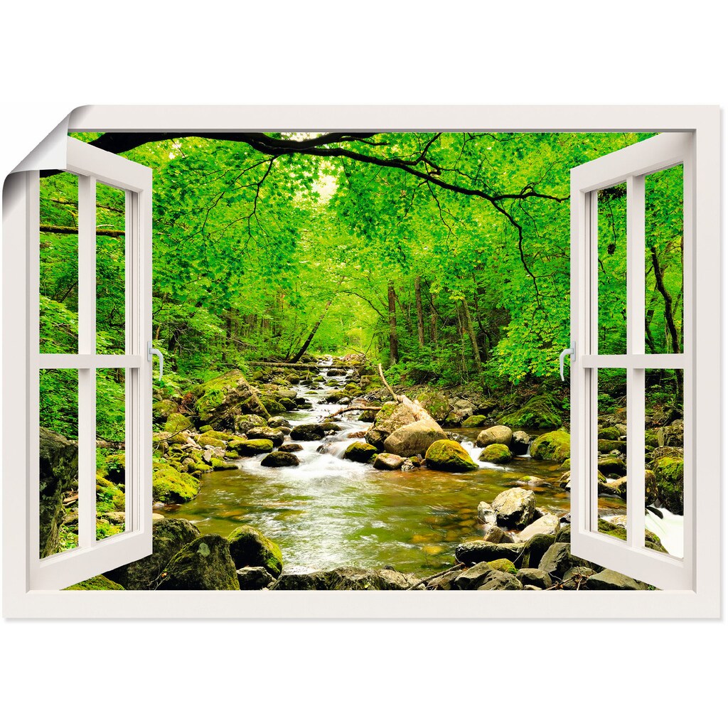 Artland Wandbild »Fensterblick Herbstwald Fluß Smolny«, Fensterblick, (1 St.)