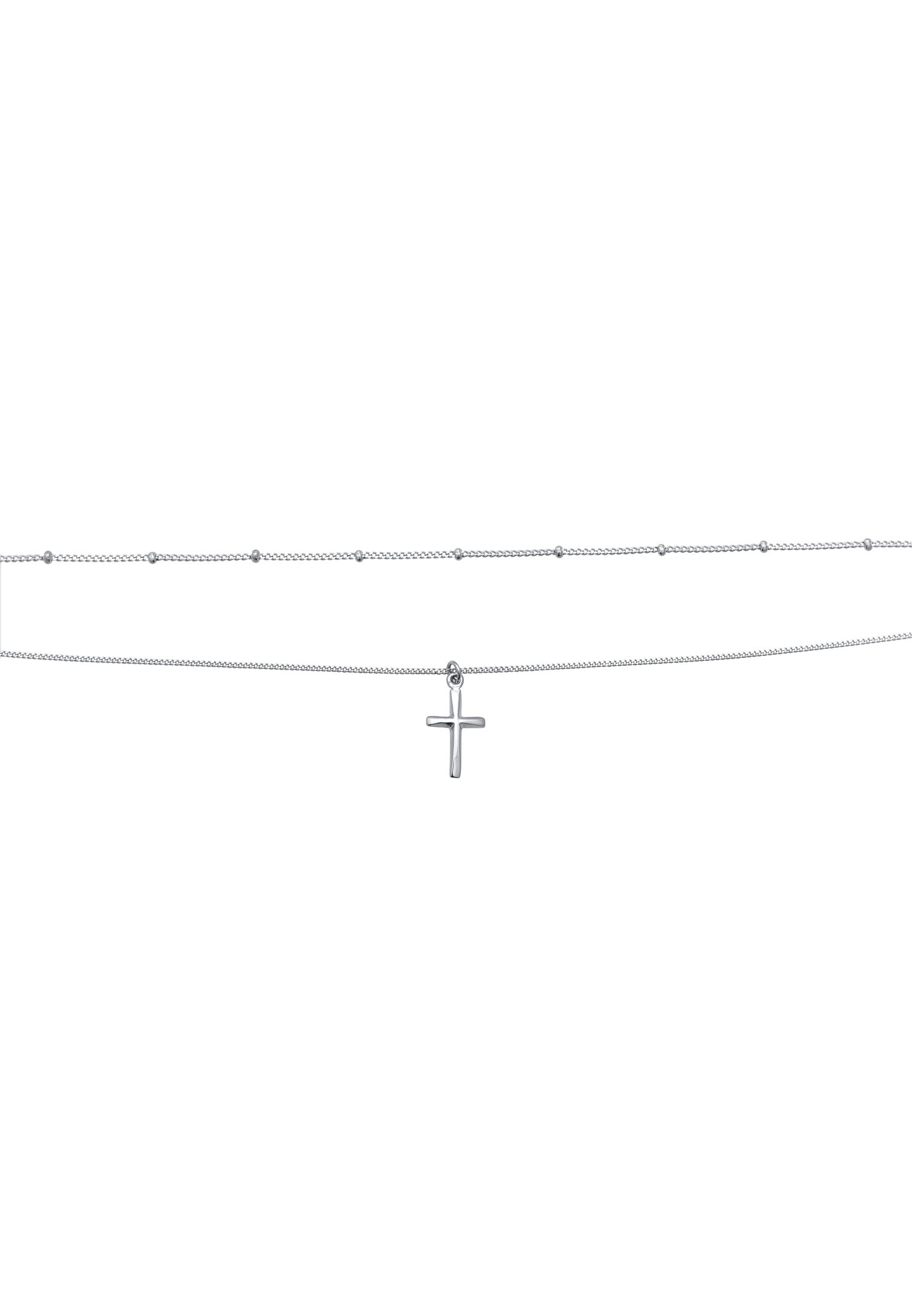 Elli Silberkette »Halskette Layer Choker Kreuz Kugelkette 925 Silber«