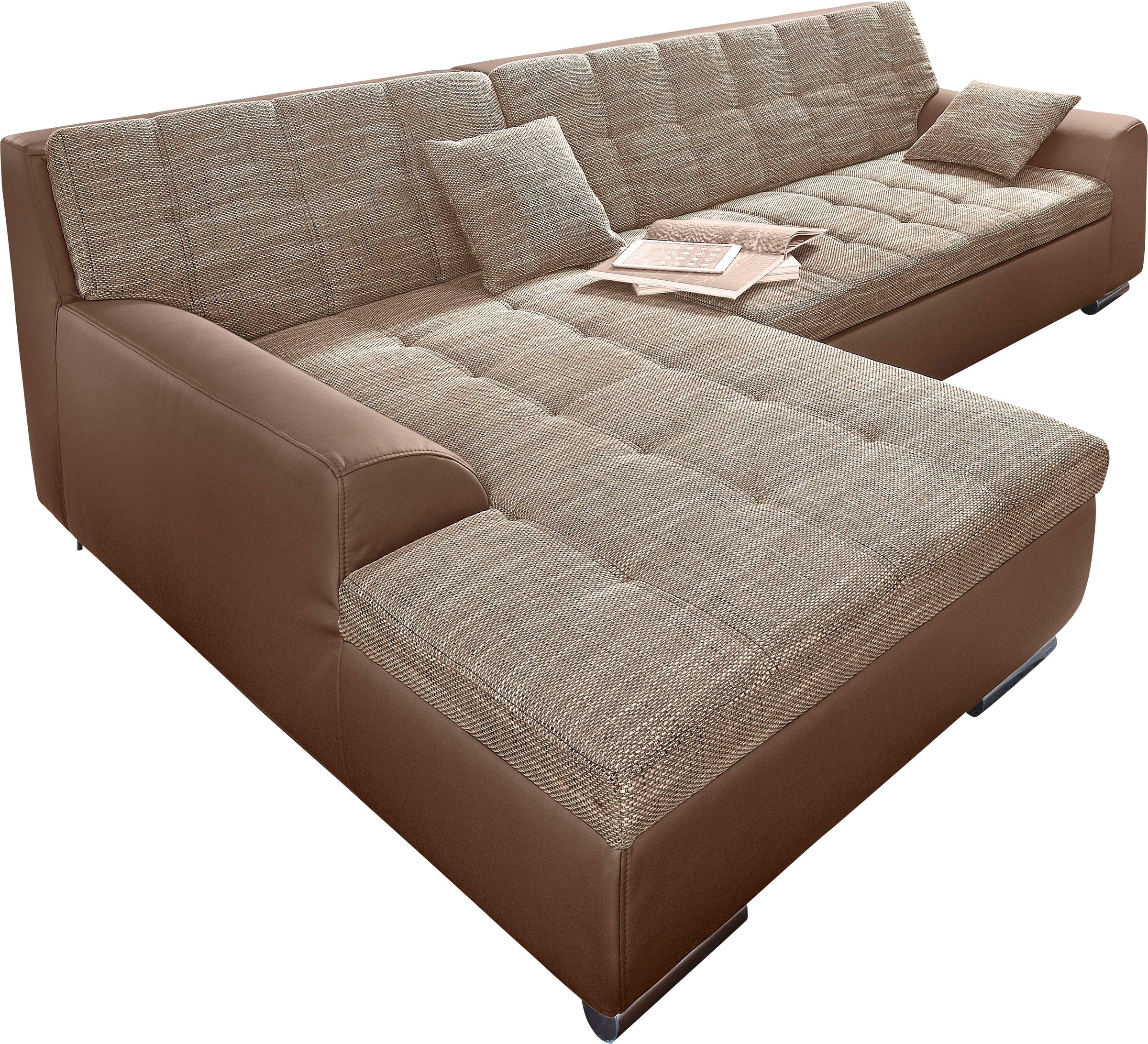 DOMO collection Ecksofa Treviso, wahlweise mit Bettfunktion, incl. Zierkissen