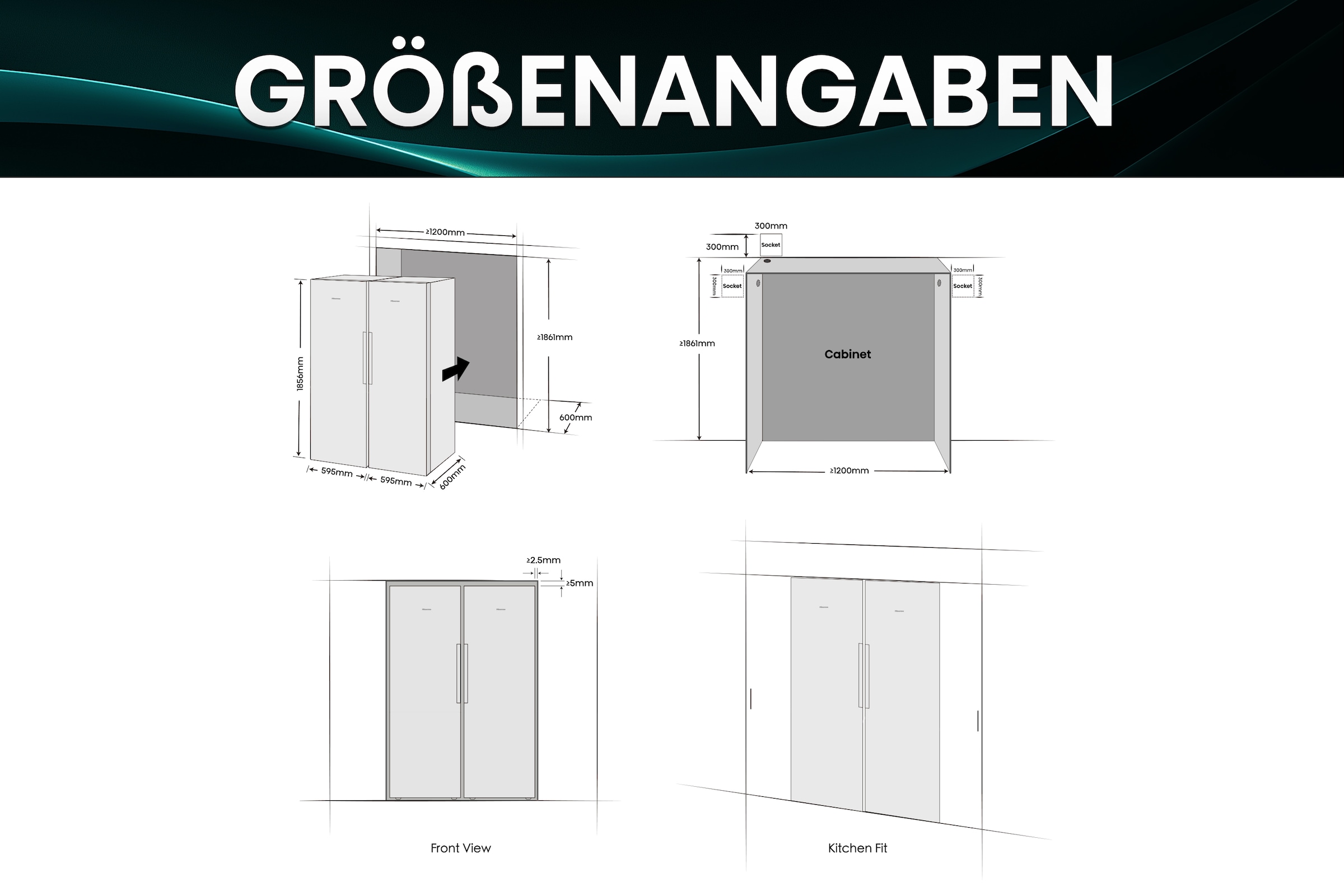 Hisense Gefrierschrank »FT5K310GSFC1« 185,6 cm hoch 59,5 cm breit KitchenFit