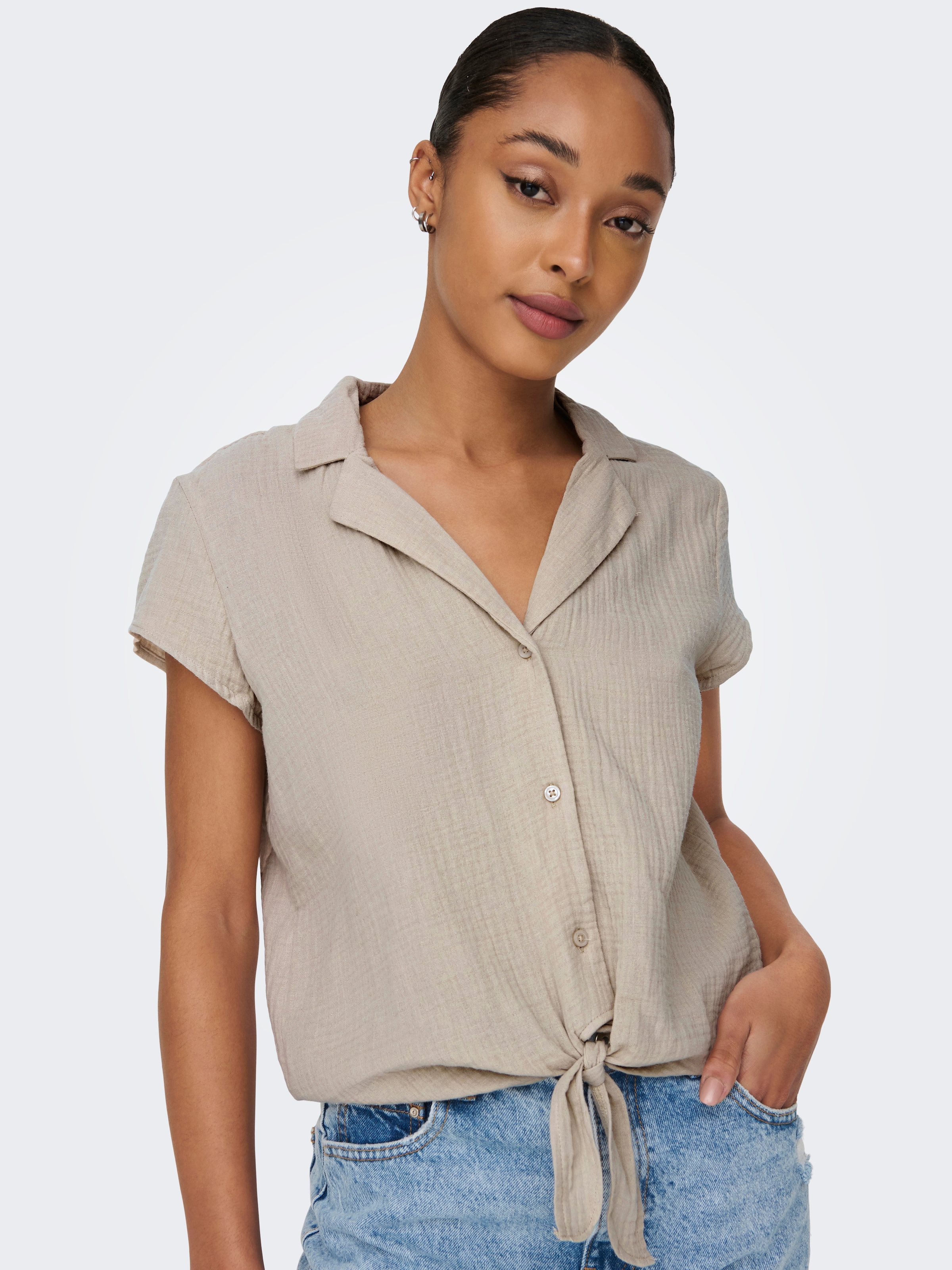 ONLY Kurzarmbluse »ONLTHYRA LIFE CAPSLEEVE SHIRT WVN« Baumwolle, regular fit