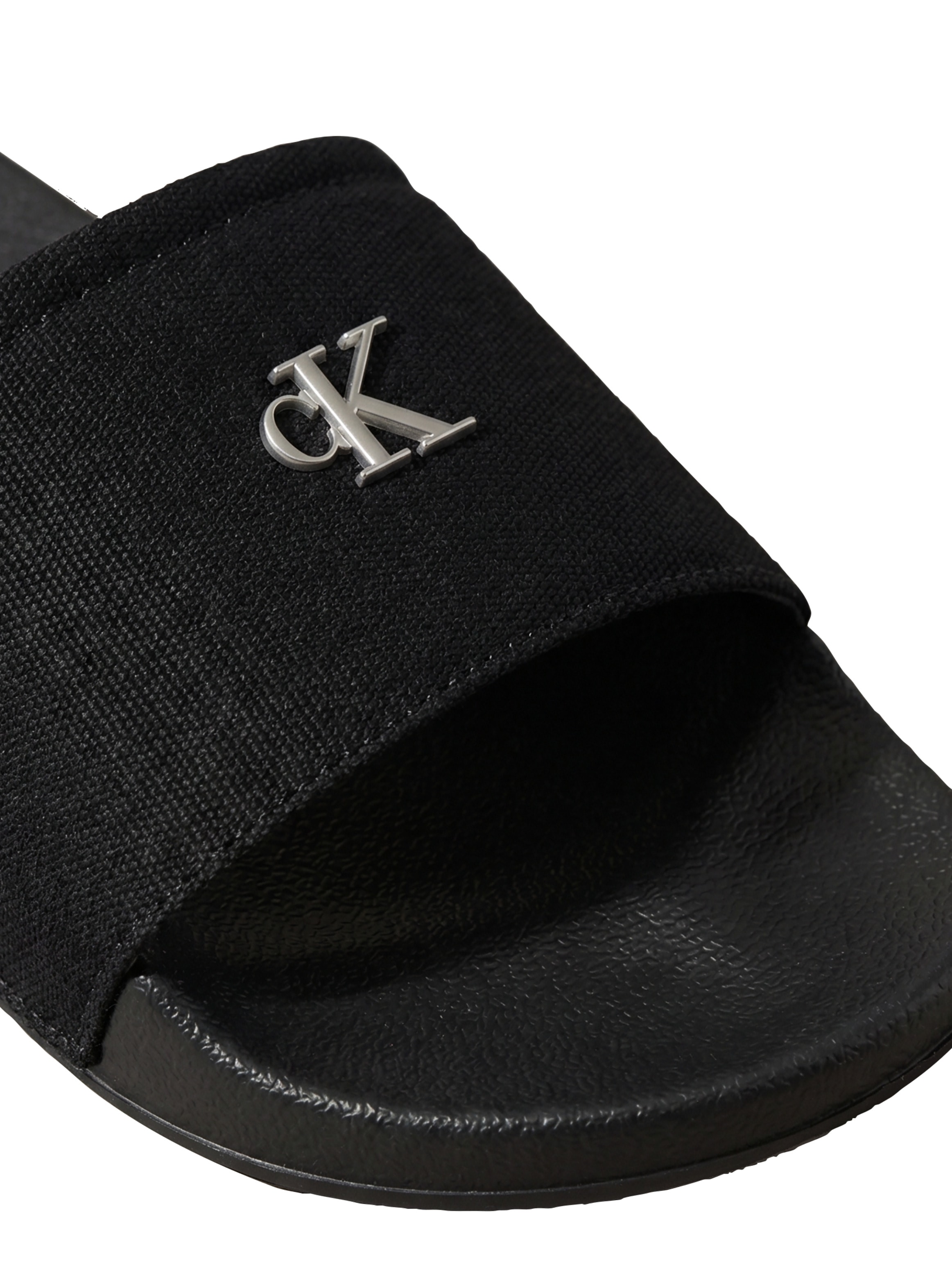 Calvin Klein Pantolette »ESS SLIDE CANVAS HDW«  Strandschuh, Badeschuh, Flat mit Logo