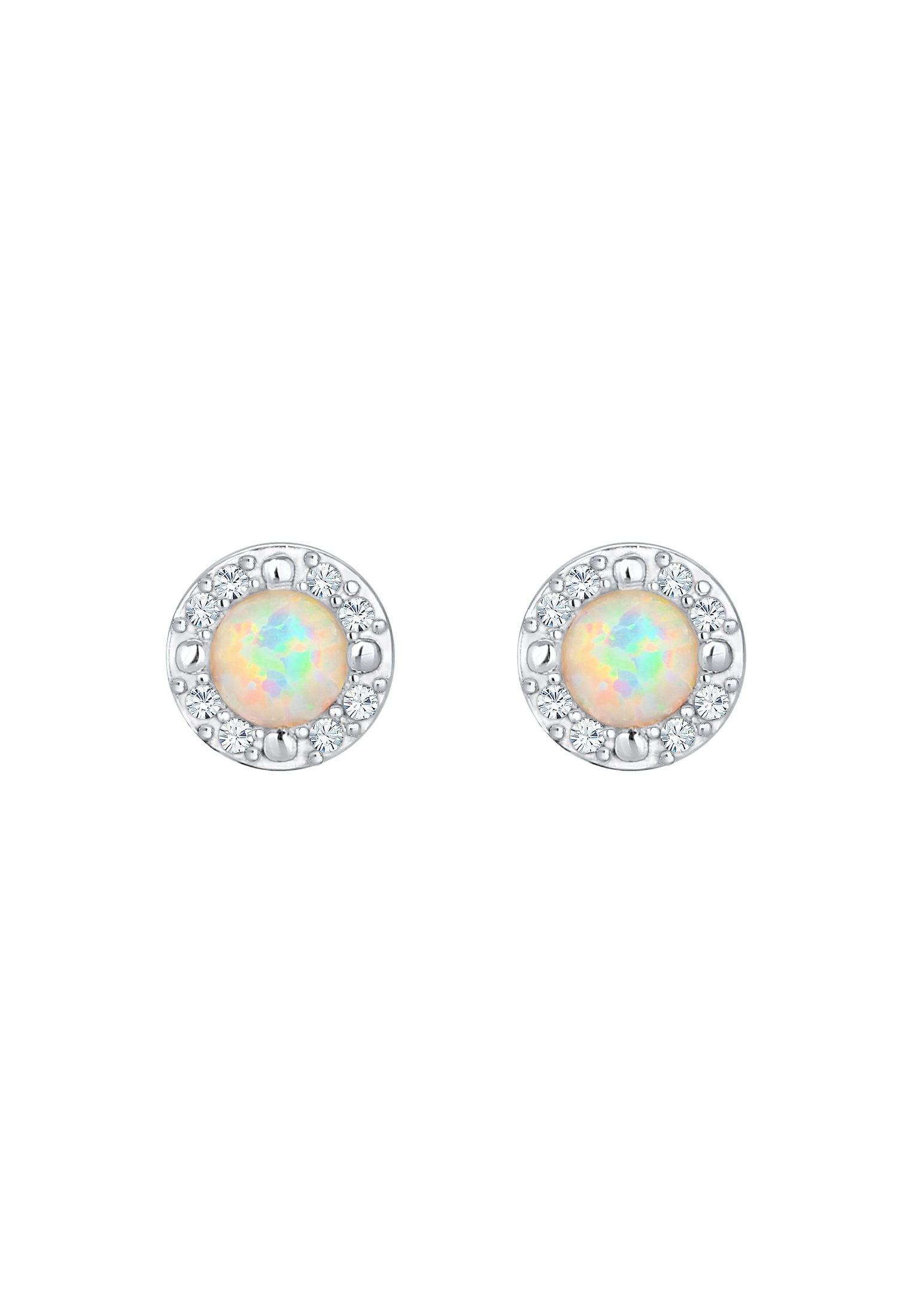 Elli Premium Paar Ohrstecker »Ohrringe Ohrstecker Glas Kristalle Synthetischer Opal Weiß 925 Sterling Silber«
